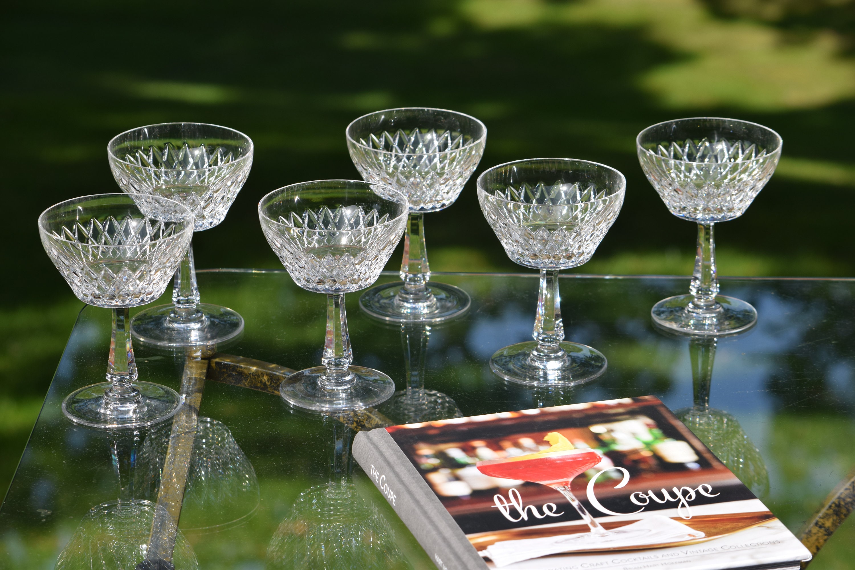 Vintage Crystal Cocktail Martini Glasses, Set of 6, Vintage Crystal