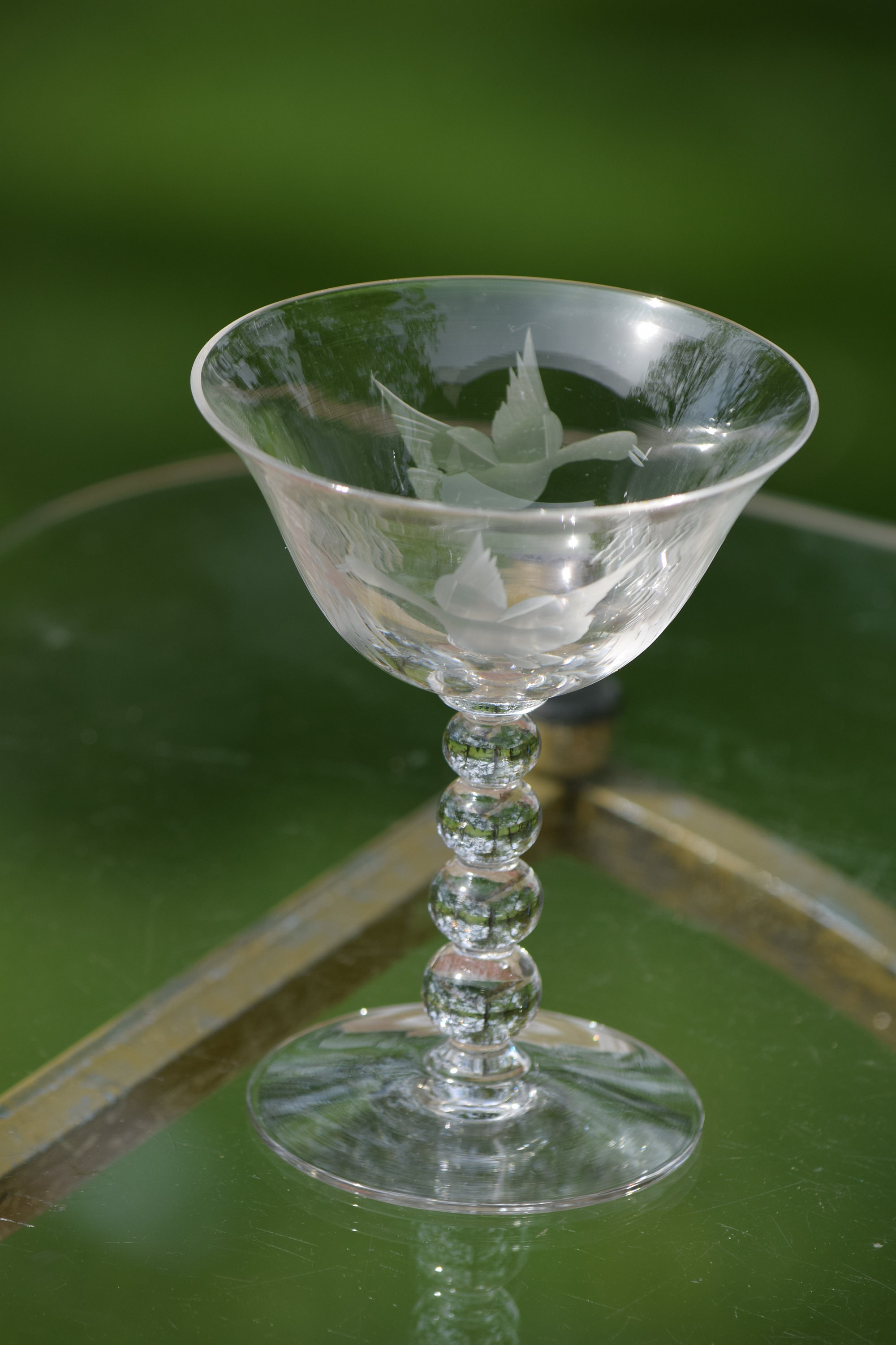 Vintage Etched Martini Glasses