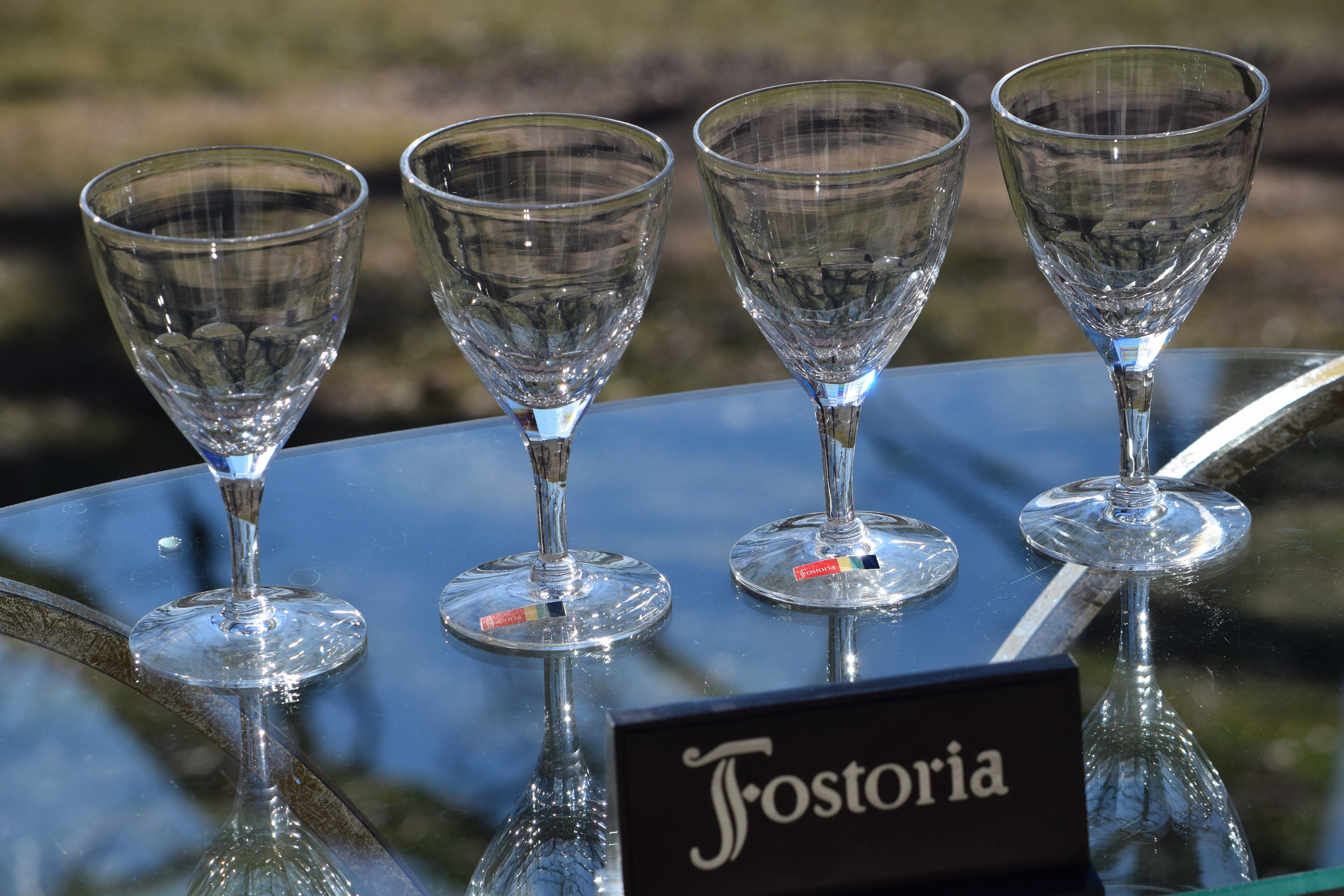 4 Vintage Claret Wine Glasses, Set of 4, Fostoria, circa 1960's