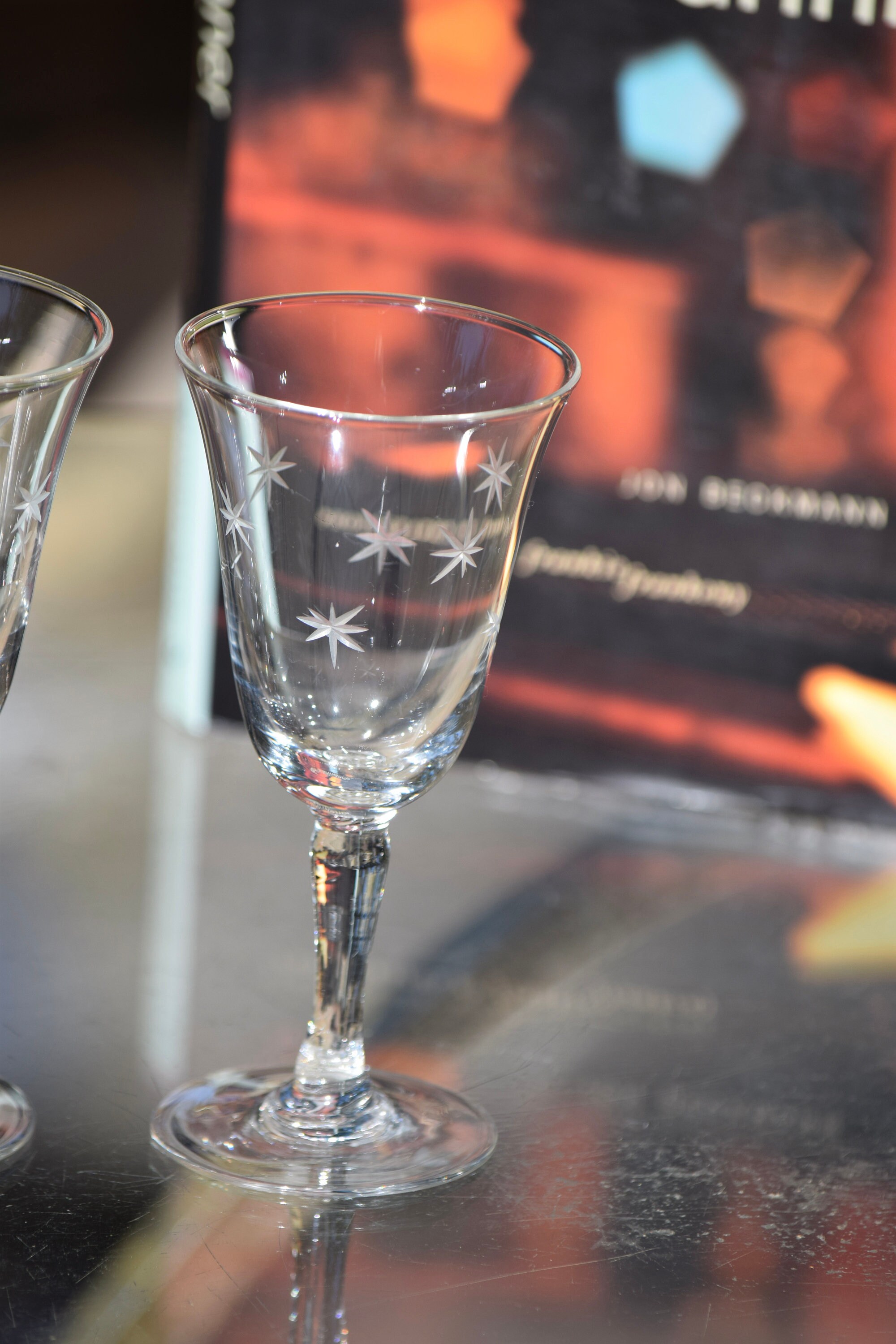 3 Vintage Etched Wine Liqueur Glasses, 3 oz After Dinner Drink