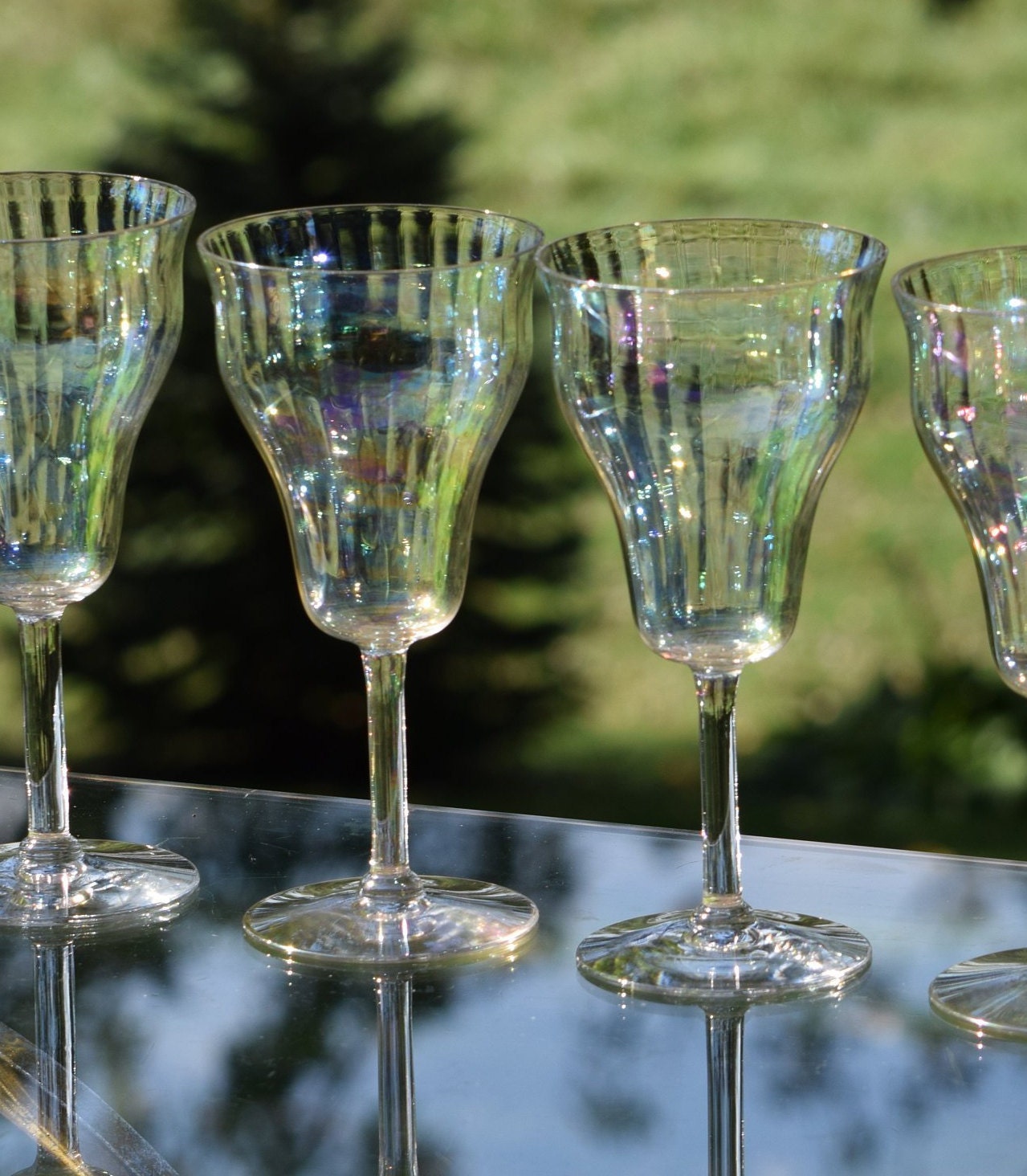 Reserved for LornaSOLD Vintage Iridescent Wine Glasses Cocktail