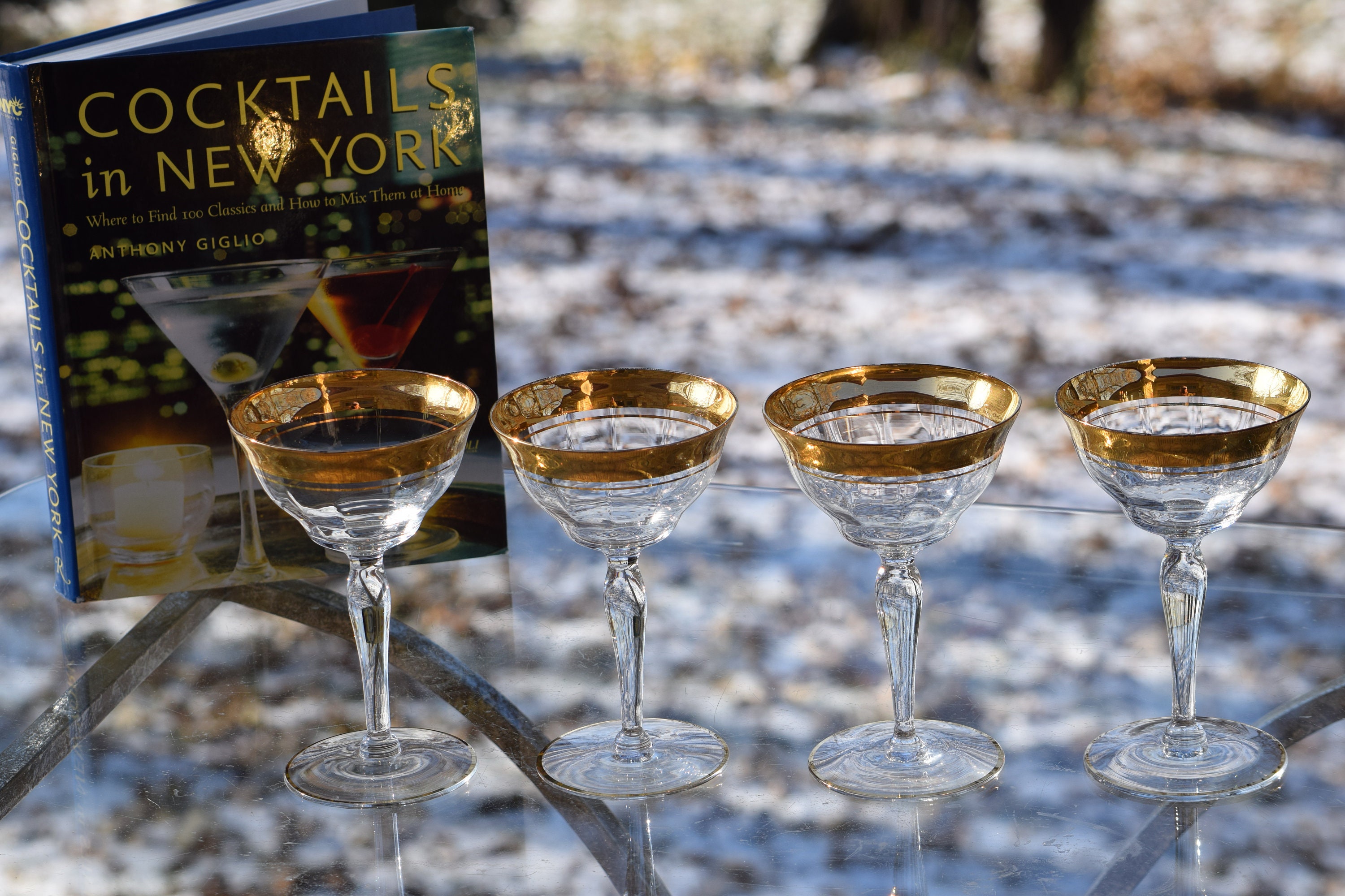 vintage gold cocktail glasses