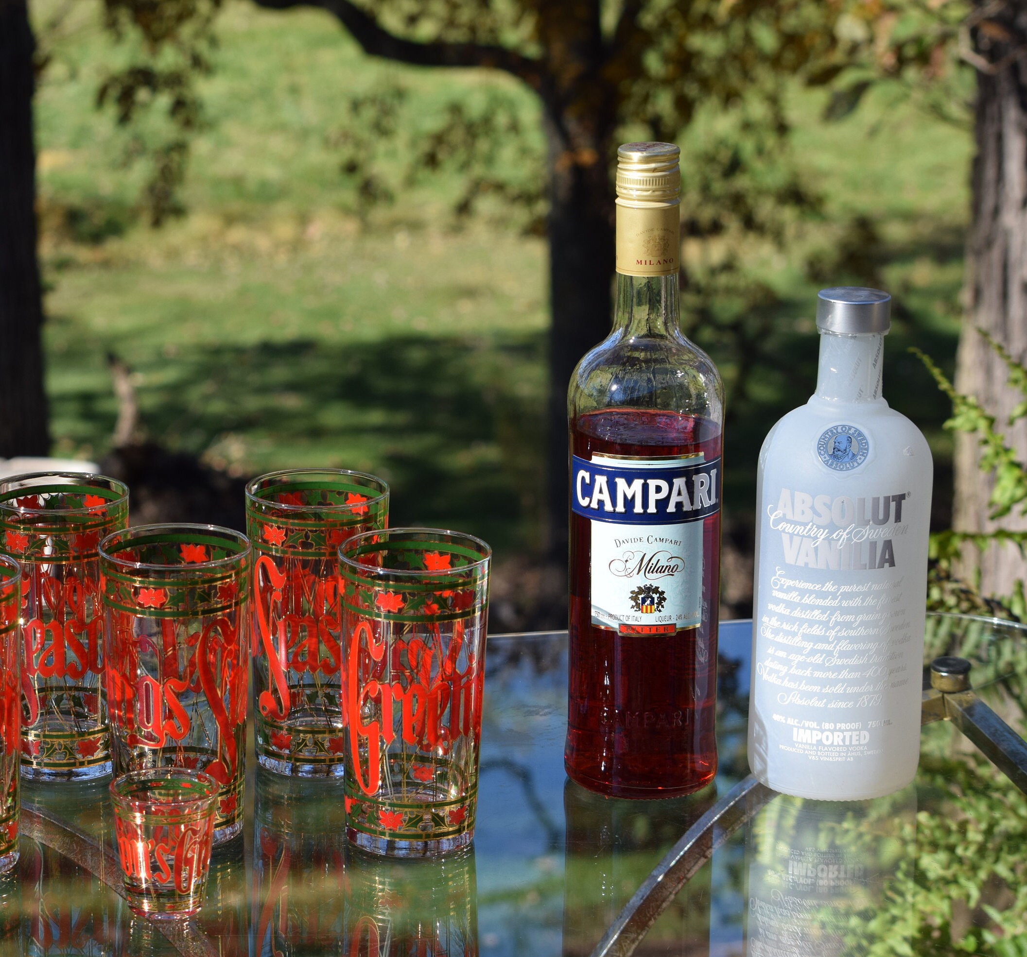 4 Vintage Culver Christmas Highball Cocktail glasses, Set of 4, Bourbon