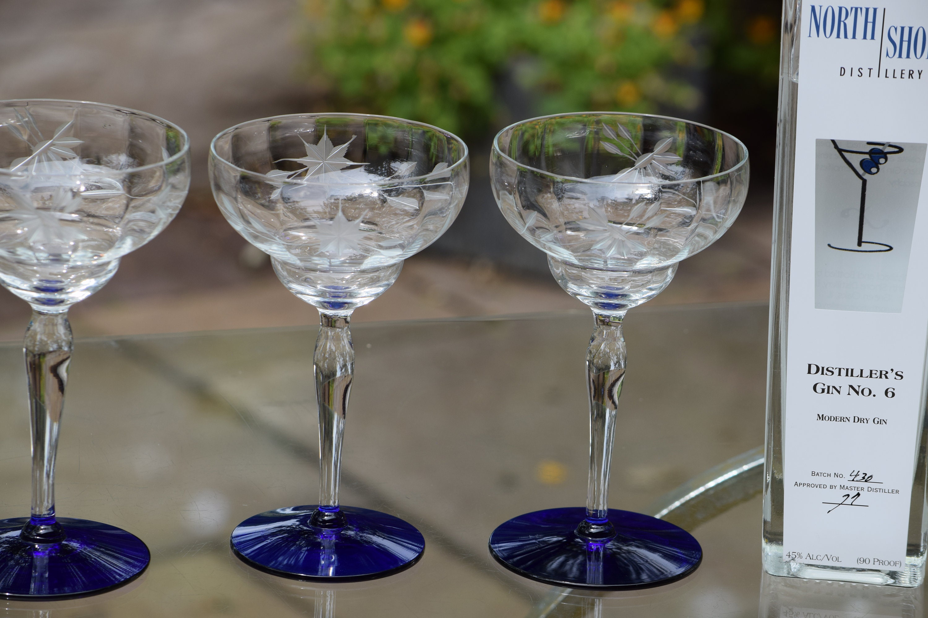 Vintage Cobalt Martini Glasses Set of 4 - Excellent Condition