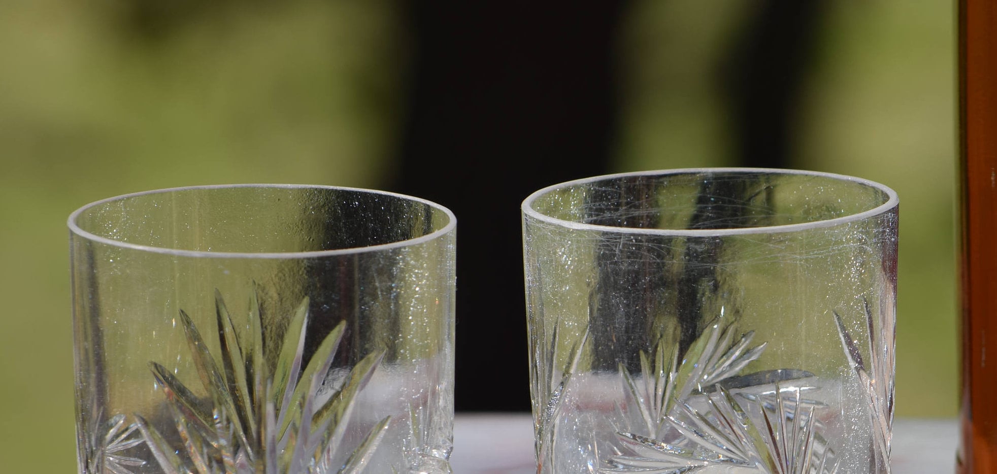 Antique Crystal Lowball Glasses, Set of 3, Mad Men Barware, Vintage