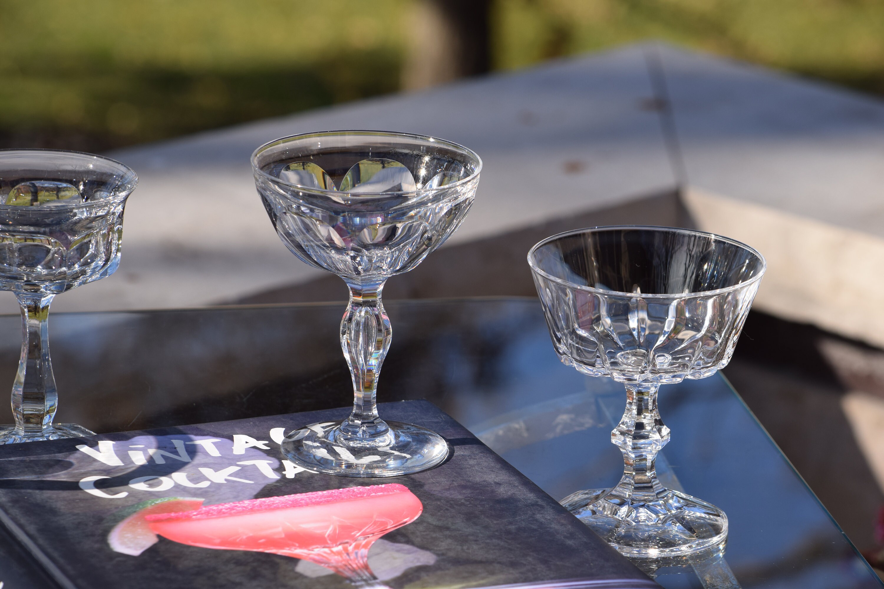 4 Vintage Cocktail Martini Glasses, Set of 4 MisMatched Mixed