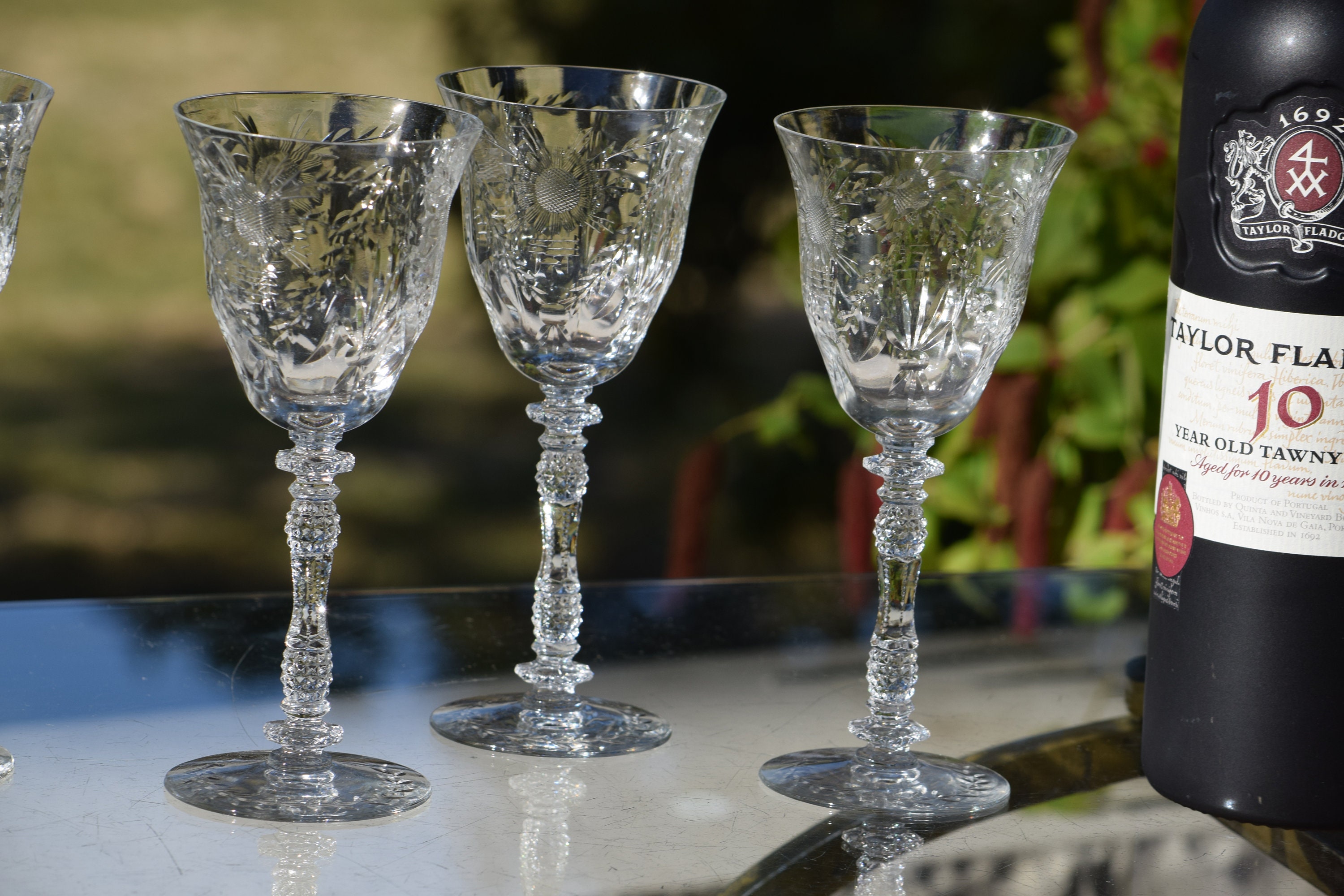 Tiffin Crystal Pristine Champagne/wine Glasses With Square Base 17431 Set  of Four, Tiffin Pristine Crystal, Tiffin Franciscan, 