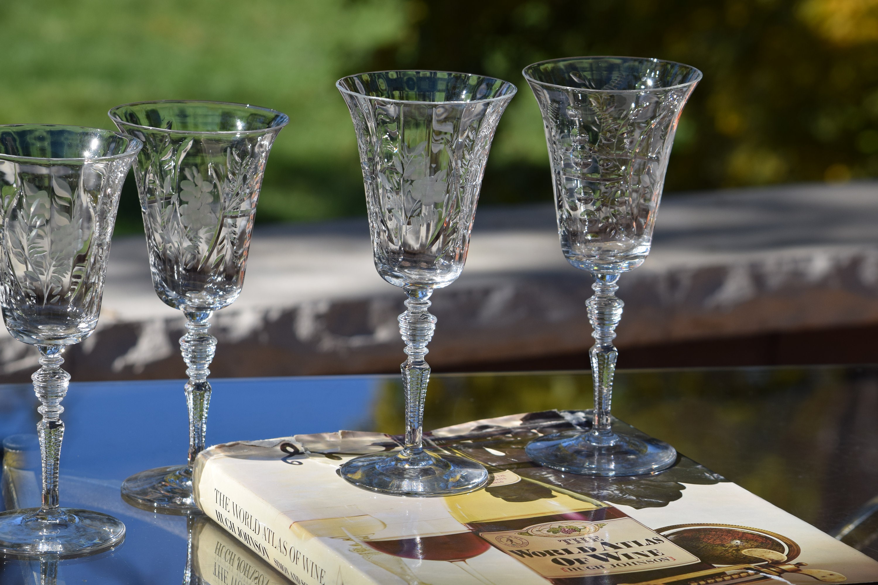 4 Vintage Etched Wine Glasses, 1950's Rock Sharpe After Dinner Drink 5-6 Oz  Liqueur Wine Glasses, Dessert Wine Glasses, White Wine Glasses 