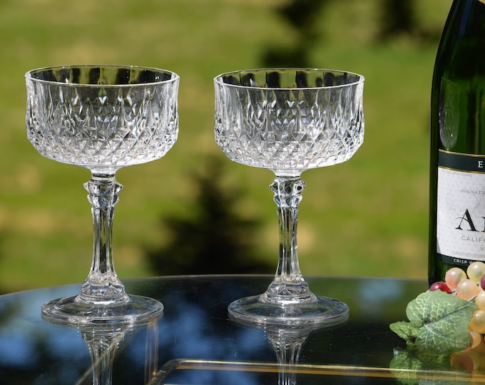 4 Vintage Pressed Glass Cocktail Martini Glasses, circa 1950's, Wedding Toasting Vintage Champagne Coupes, Mixologist Cocktail Glass