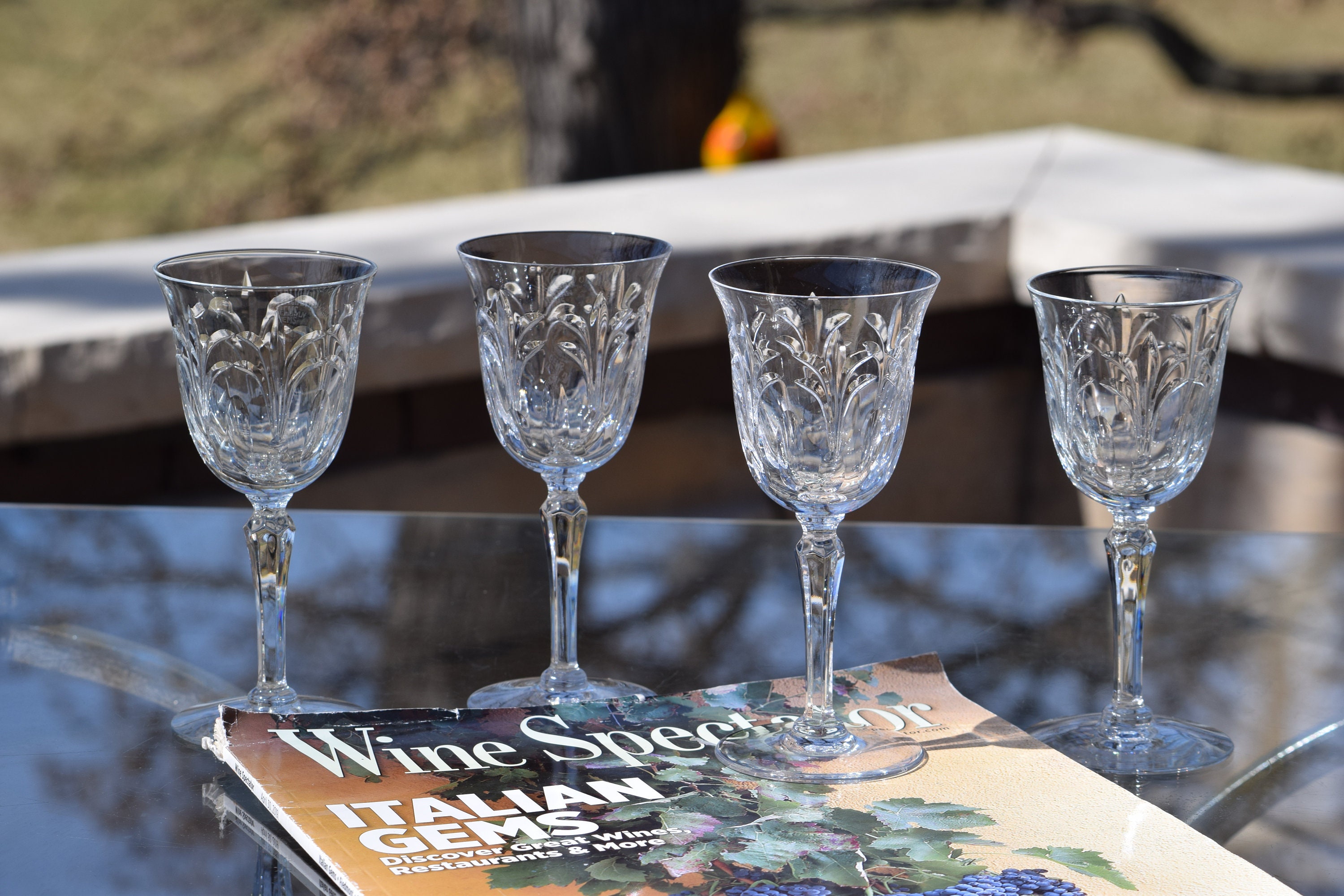 4 Vintage Etched Wine Glasses, 5 oz After Dinner Drinks, Tiffin Franciscan