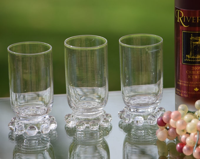 4 Vintage Wine ~ Cocktail Glasses, Candlewick, circa 1940-1950's, Unique 5 oz Limoncello Glasses,  Vintage After Dinner Drink Glasses