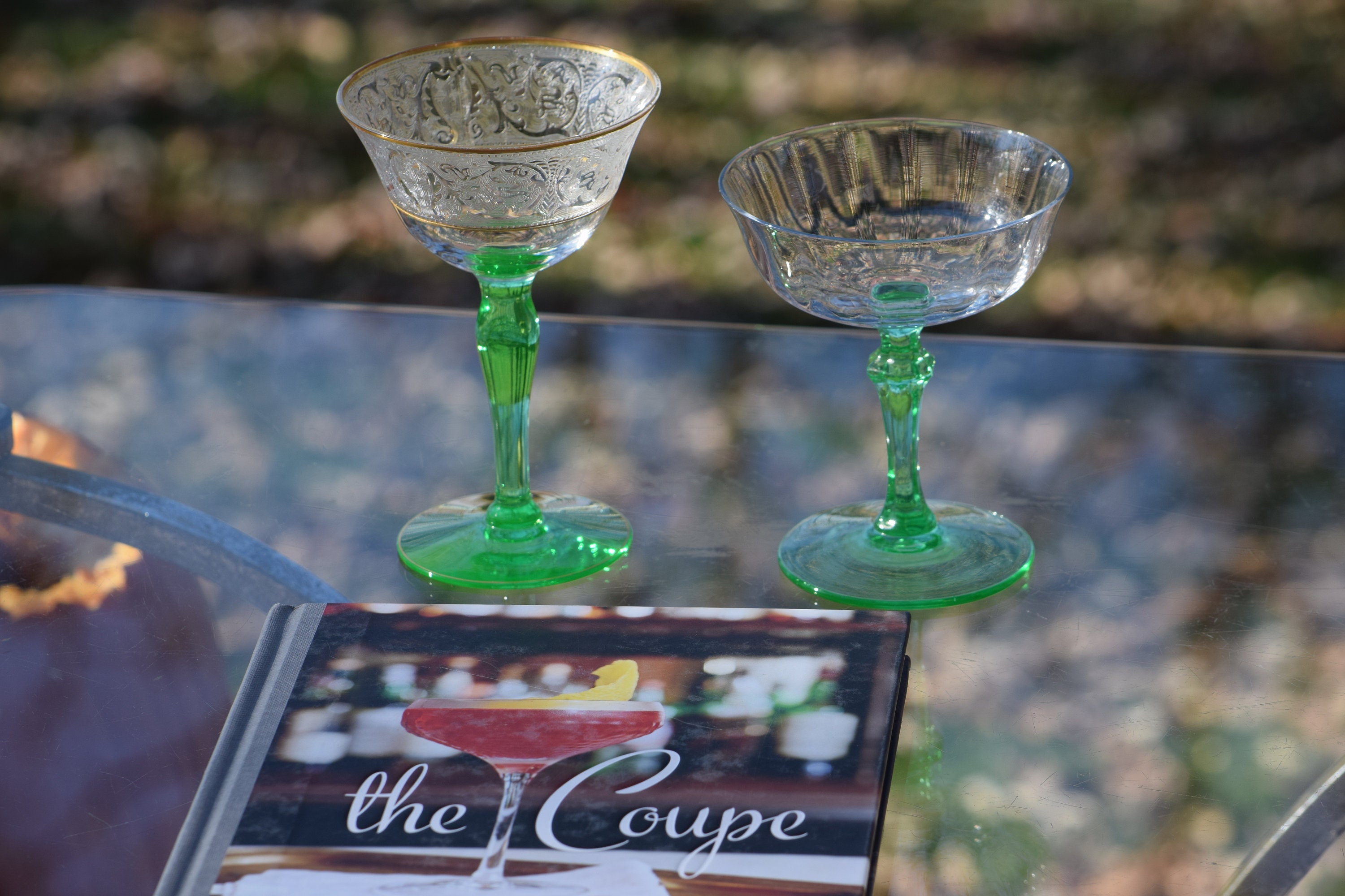 vintage coloured cocktail glasses