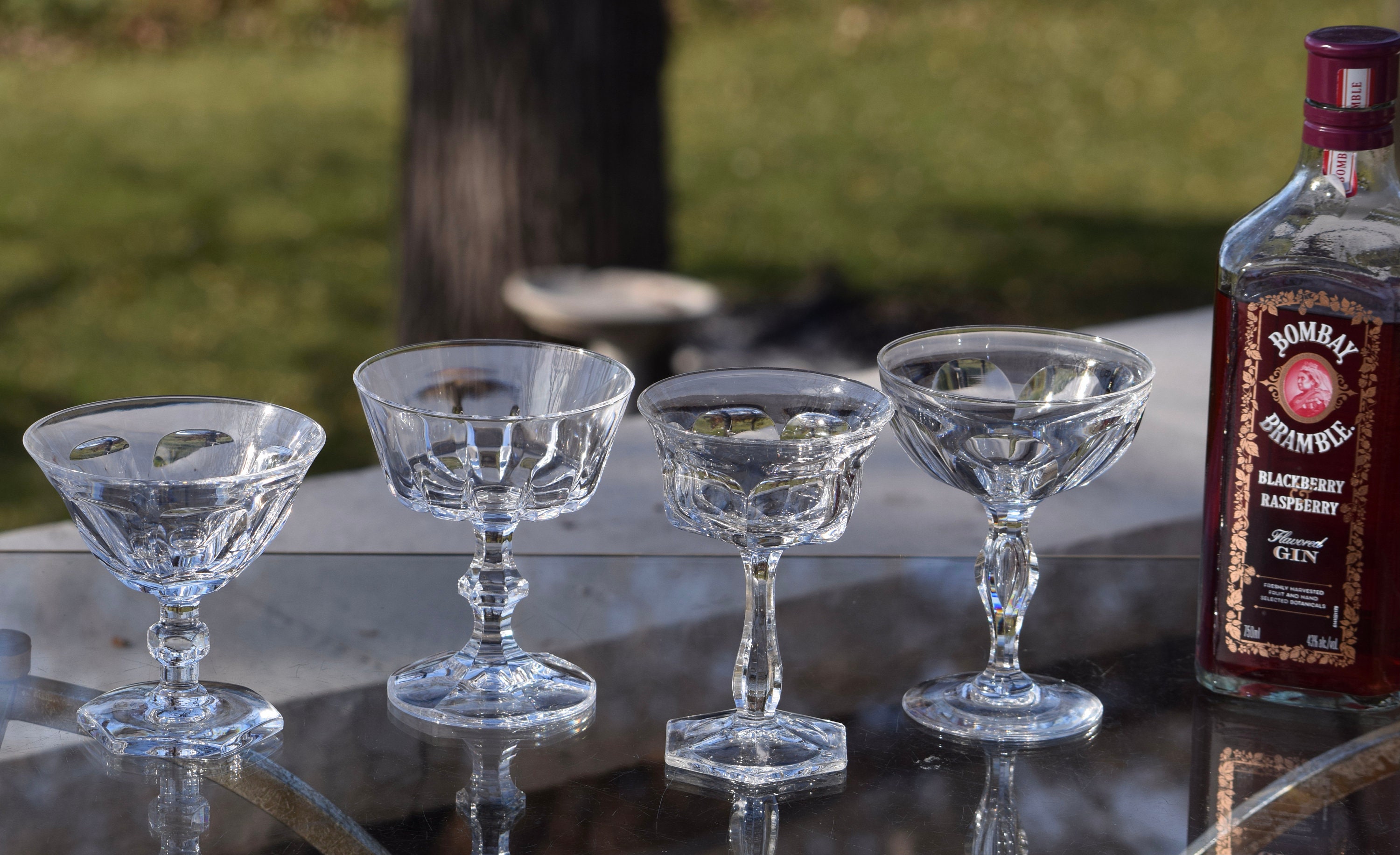 4 Vintage Cocktail Martini Glasses, Set of 4 MisMatched Mixed