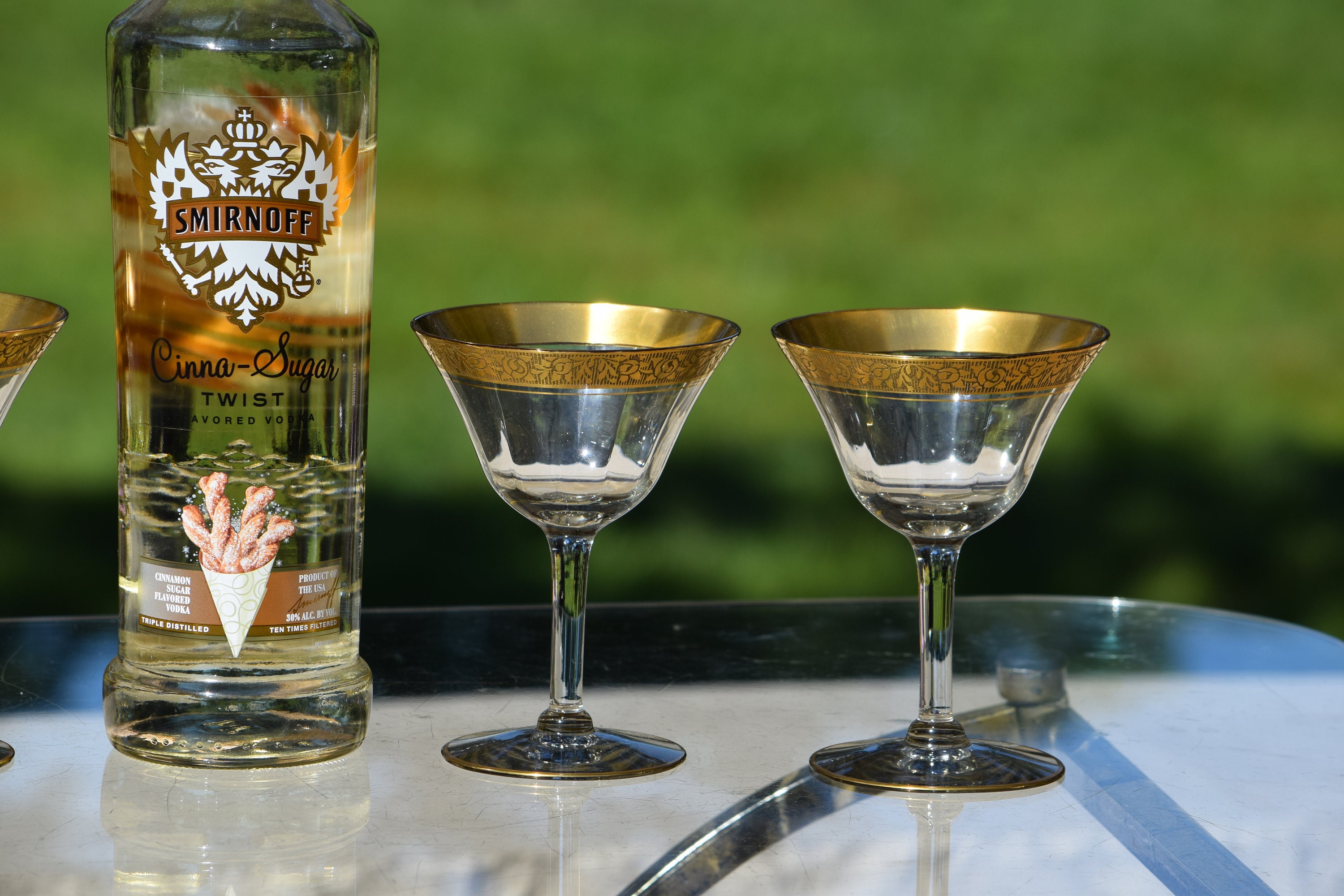 Vintage PINK Gold Rimmed Encrusted Cocktail - Martini Glasses, Set of 4,  1930's Cocktail Glasses, Mixologist glasses, Champagne Glasses