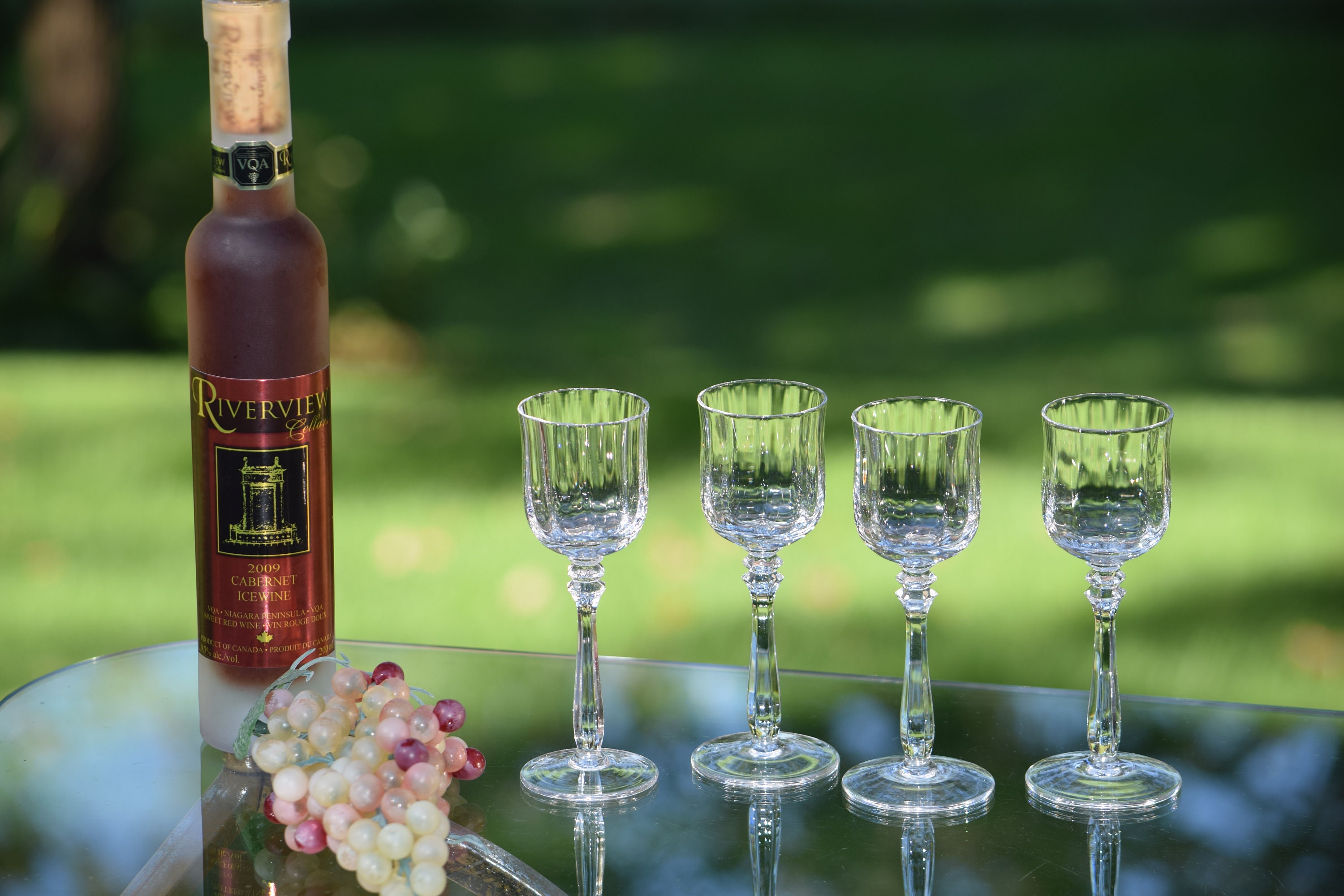 Vintage Crystal Wine Cordial Glasses, Set of 4, Mikasa, Seville, 1970's