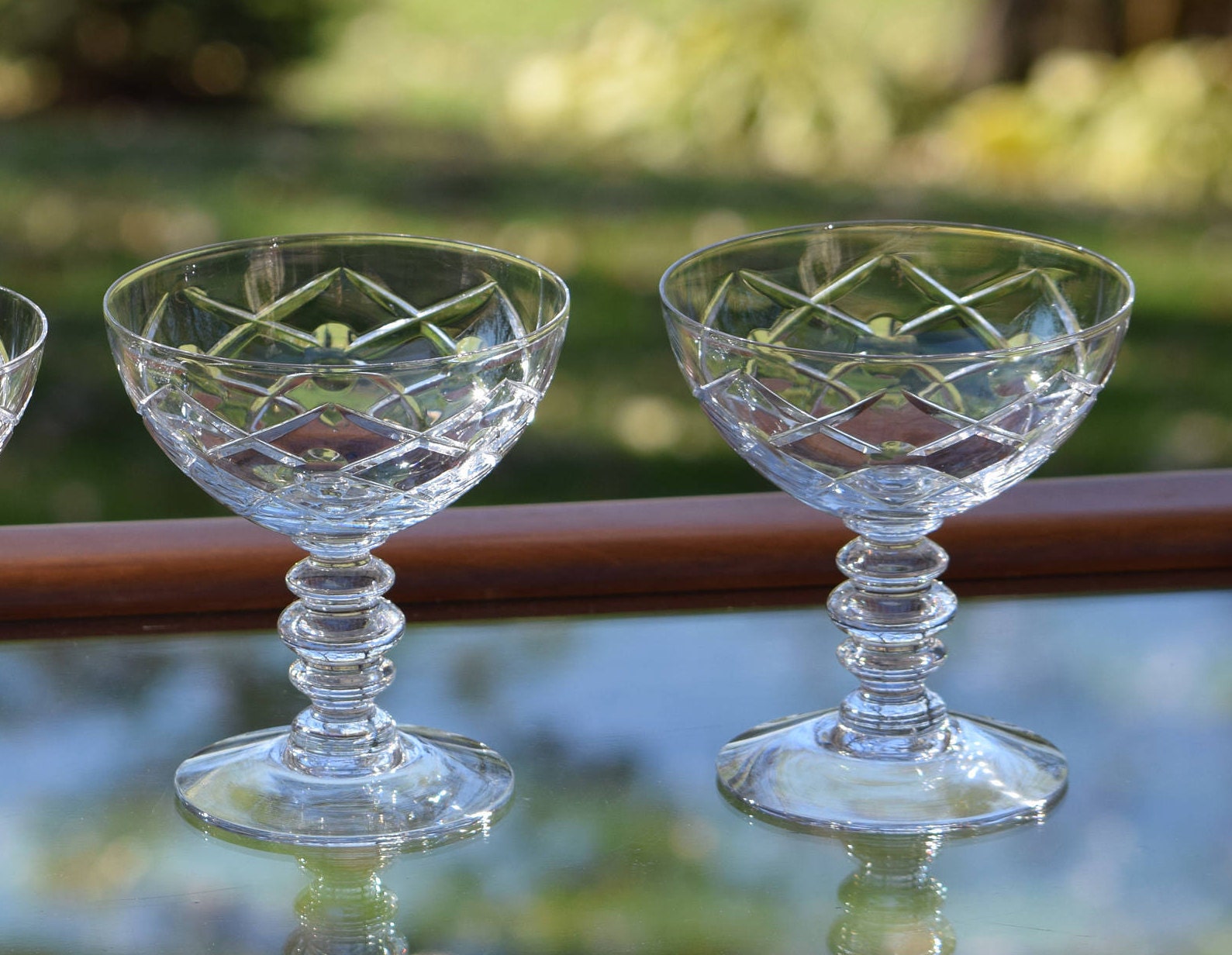 Vintage Crystal Cocktail Glasses, Set of 4, Duncan & Miller, Sheffield, circa 1943, Mixologist
