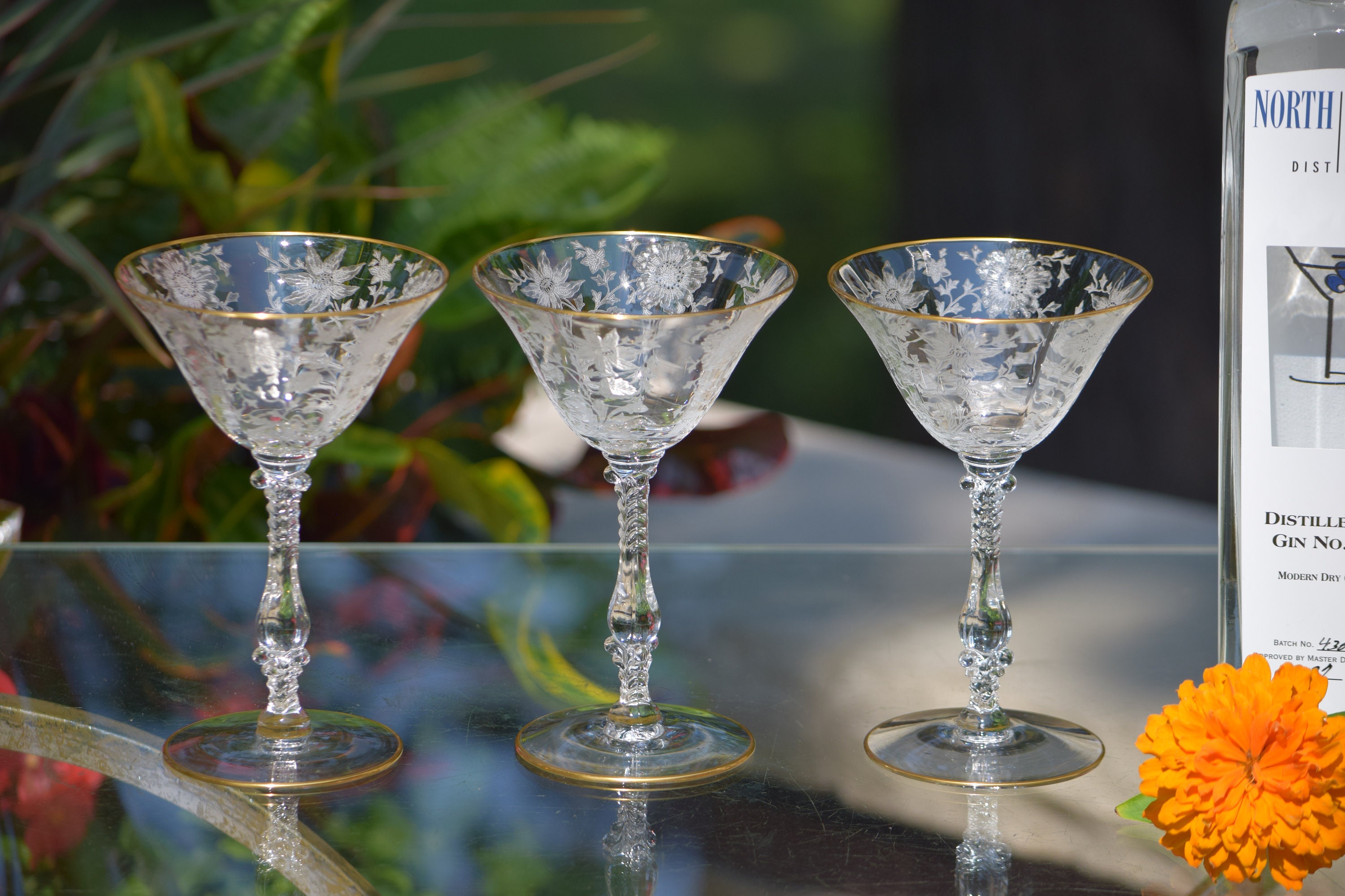 Stevens & Williams Engraved Floral Rock Crystal Coffee Cup & Saucer Circa  1900