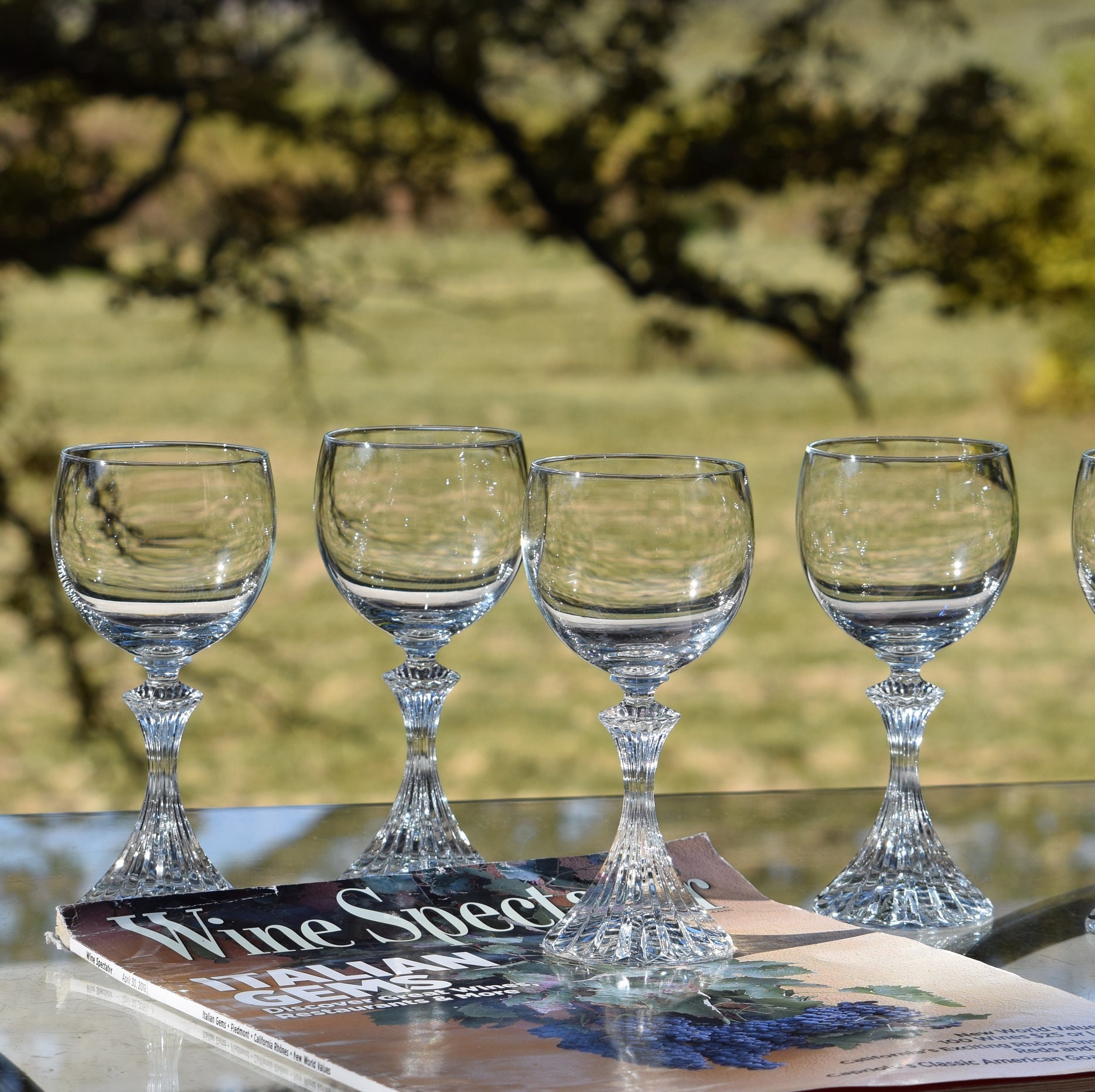 Stemmed cordial glasses - set of 8 - 1980s vintage