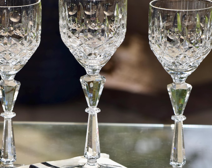 Vintage Etched Crystal Wine Glasses - Rock Sharpe 1940s, Set of 4, Vintage Dessert - Port Wine Glasses