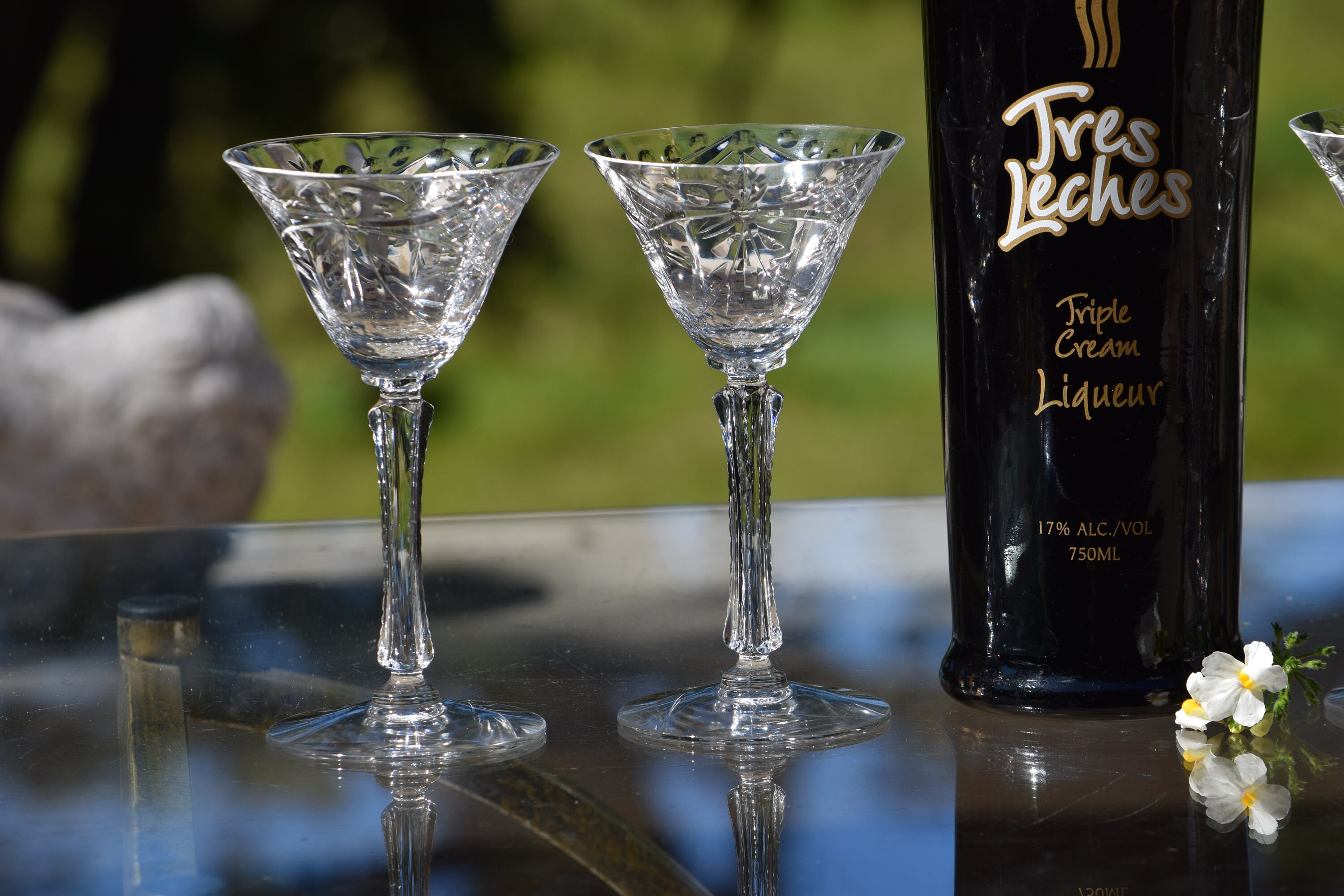 4 Vintage Etched CRYSTAL Cocktail Glasses, Set of 4, Seneca