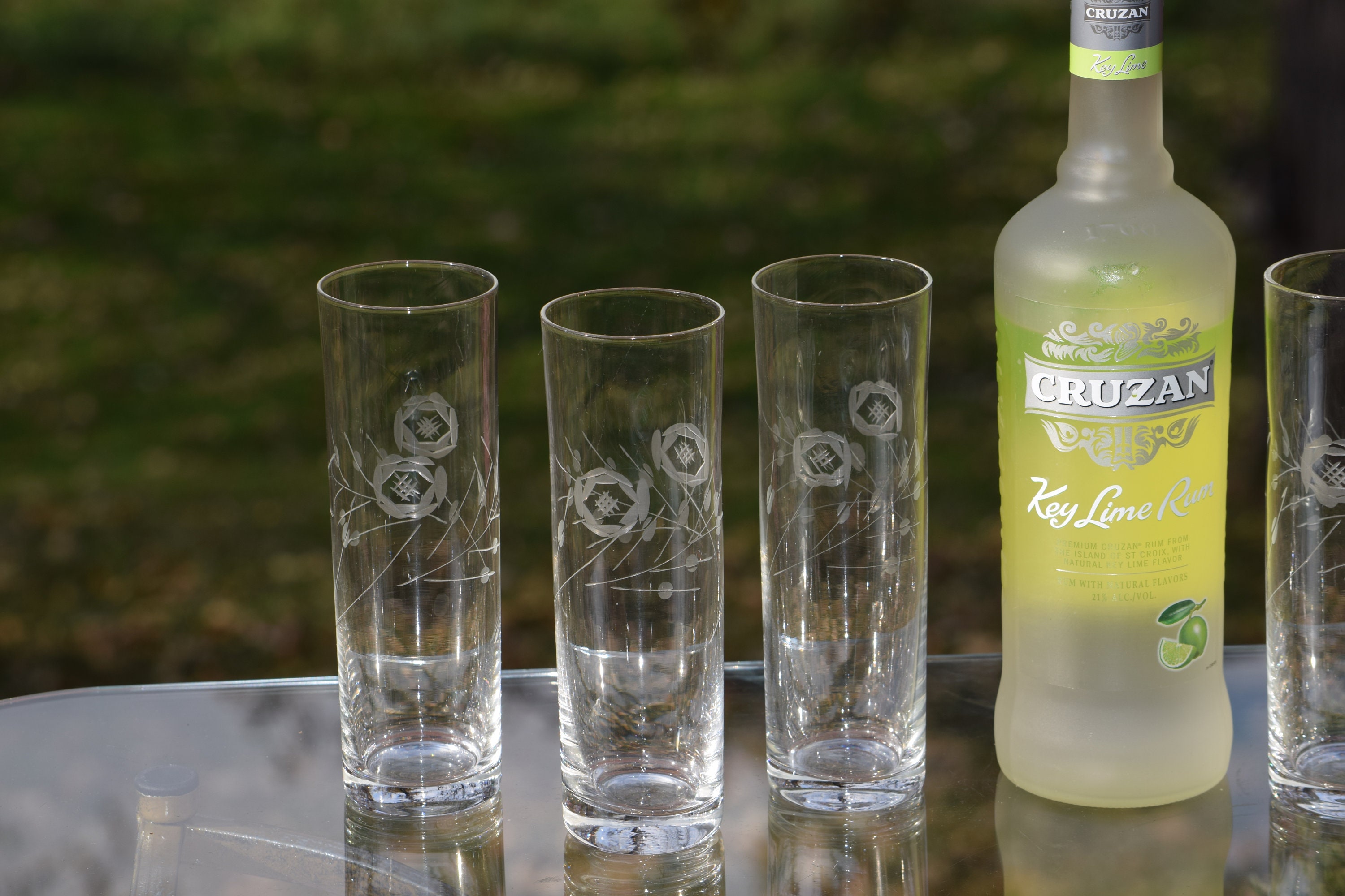 Vintage Etched COLLINS Glasses, Set of 6, Cocktail Party Glasses, Mid