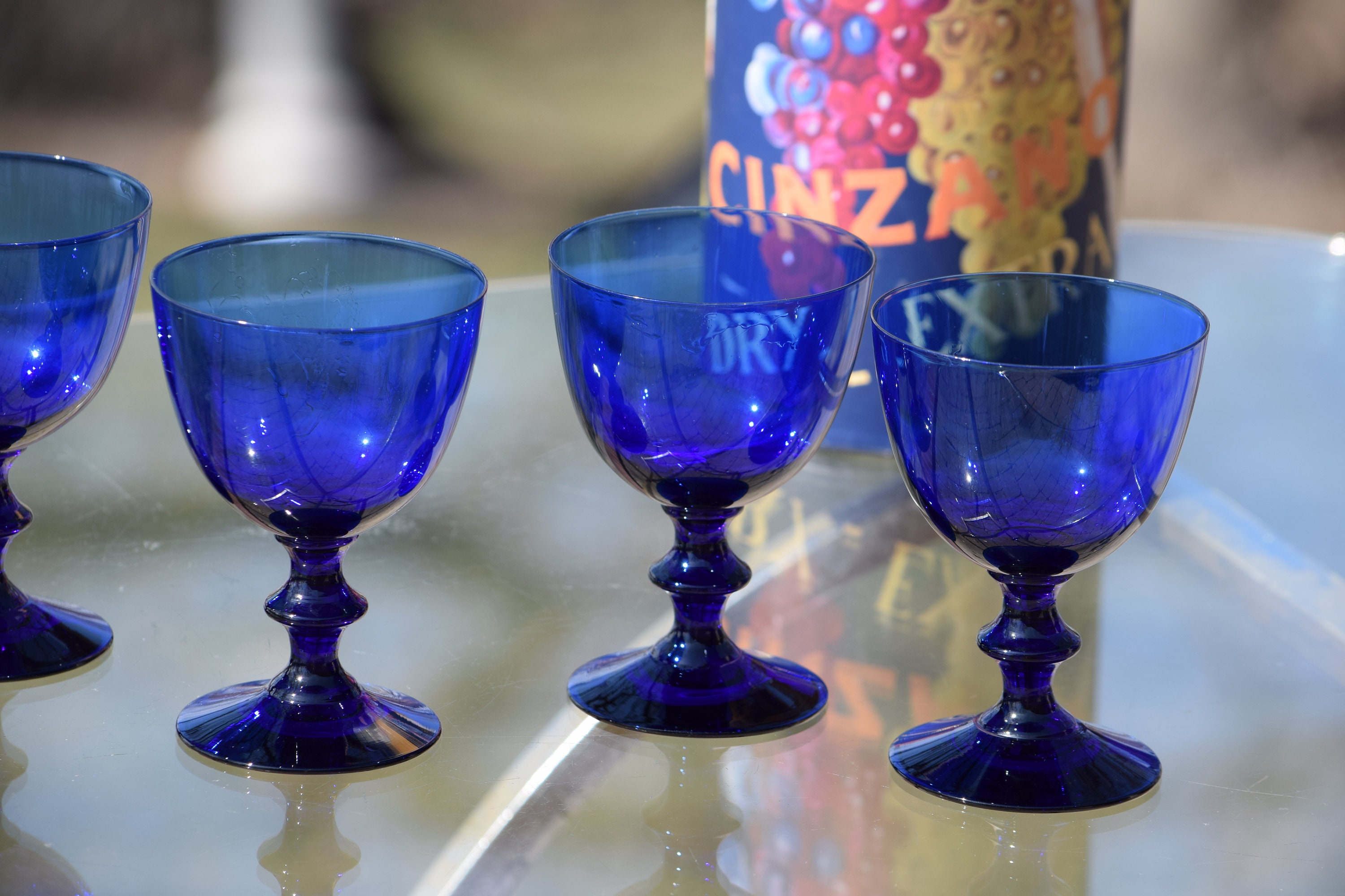 Vintage Cobalt Blue Crystal Wine Glasses - Set of 4 – The New York