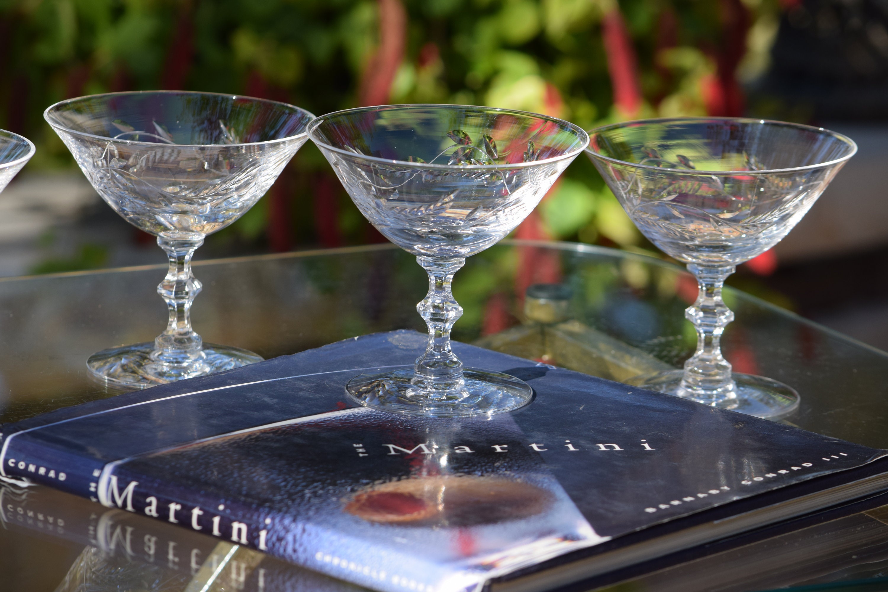 4 Vintage Etched Crystal Cocktail Glasses, Tiffin Franciscan