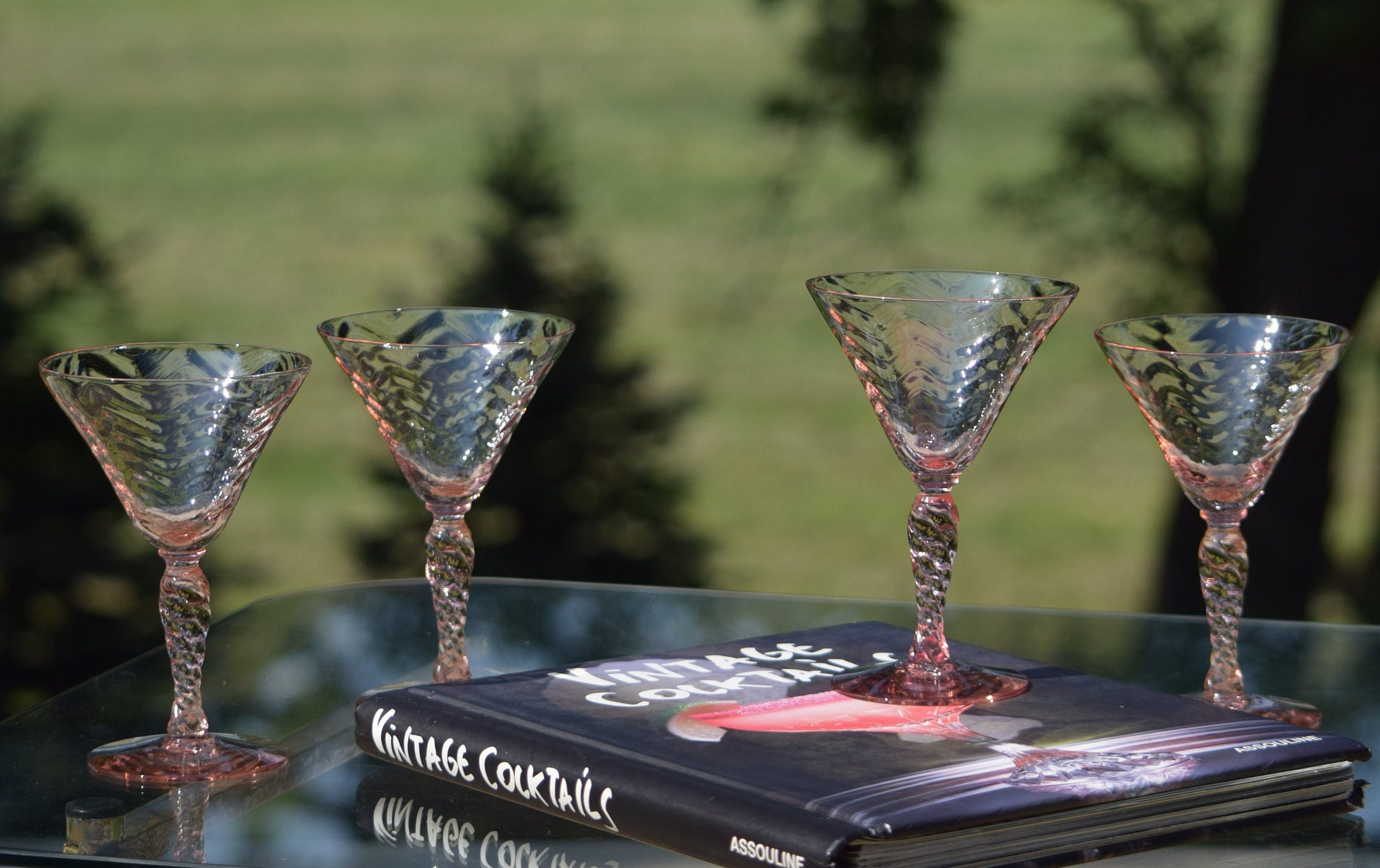 Vintage Cocktail Martini Glasses, Set of 7, Candlewick, circa 1950's,  Vintage Round Balled Stem Cocktail glasses, Cocktail Party glasses