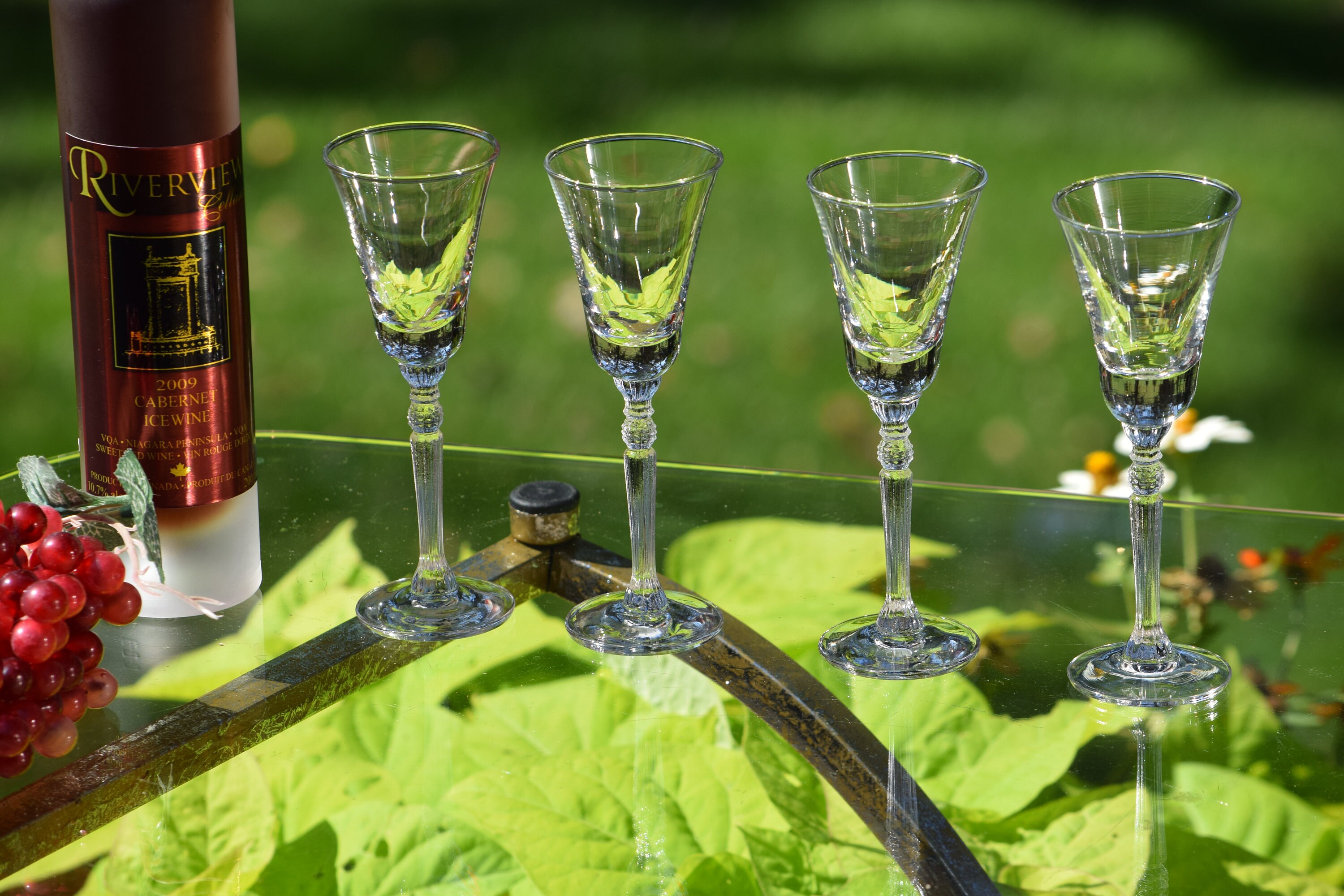 Vintage Wine Cordial Glasses, Set of 4, Liquor Port Wine Cordials, 1.5