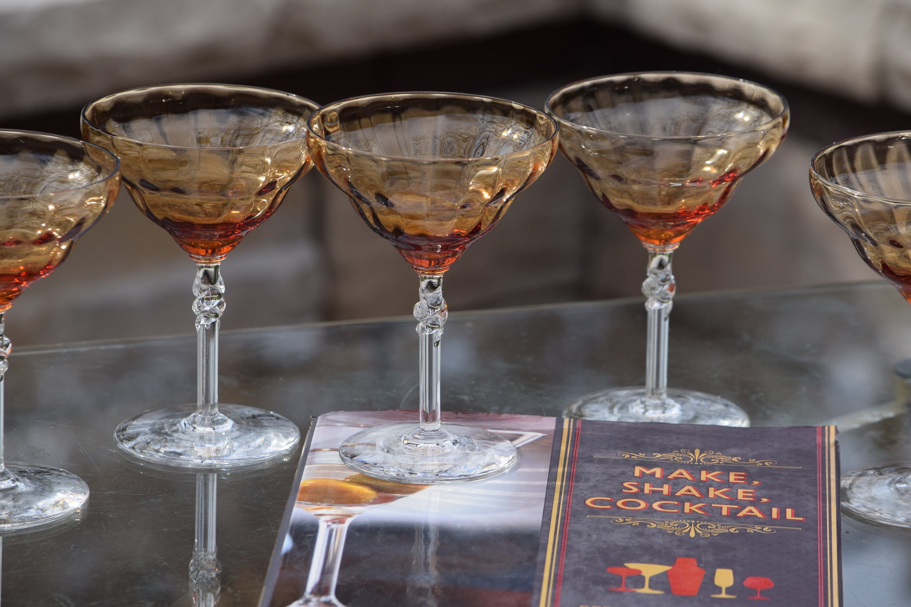 6 Vintage Amber Cocktail ~ Martini Glasses, Bryce, 1940's, Unique Amber  Champagne Coupes ~ Glasses, Unique Cocktail Glasses