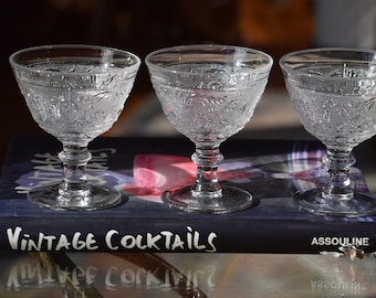 Vintage Duncan Miller Pressglas Martini-Gläser, 4er-Set