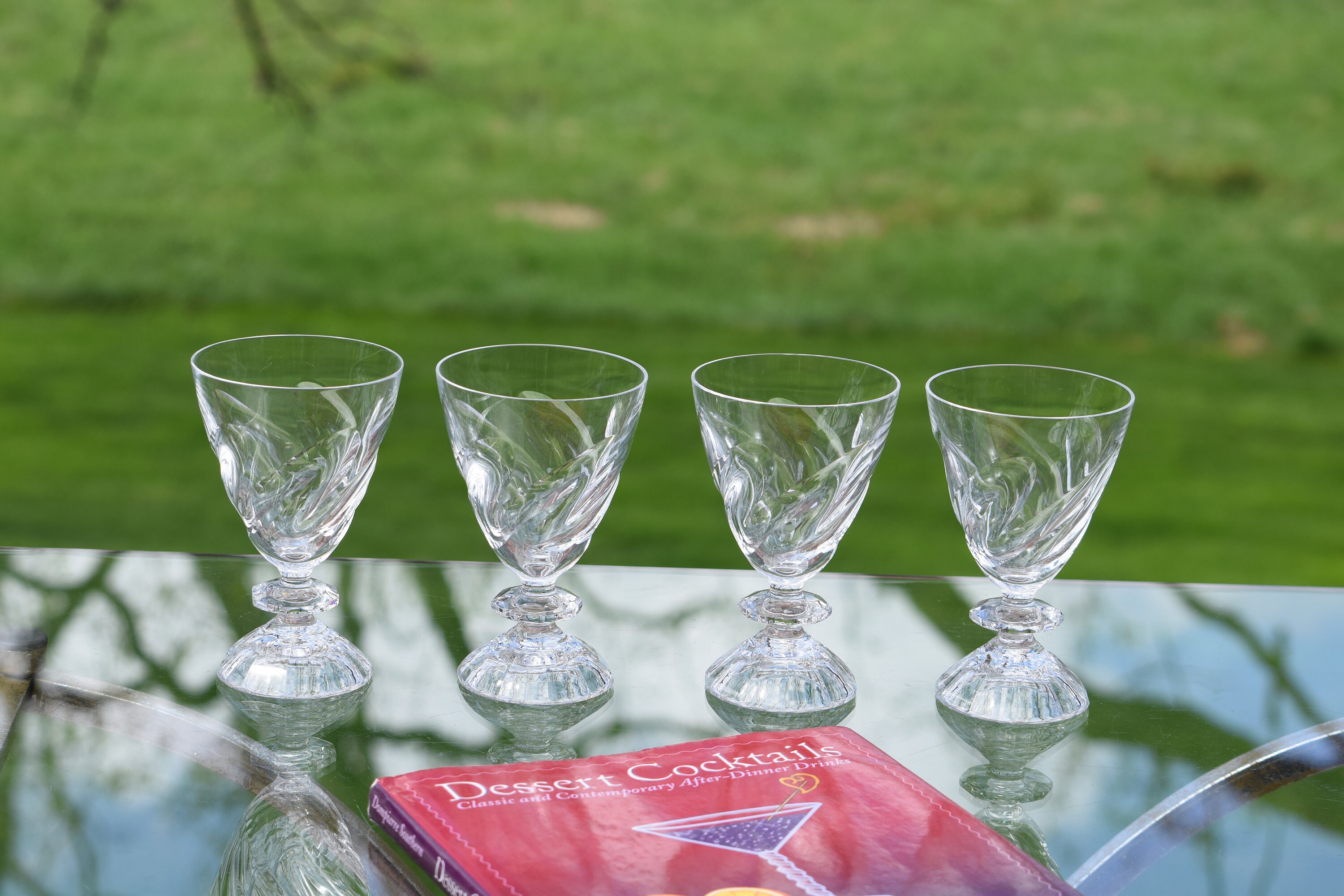 4 Vintage CRYSTAL Cocktail Wine Glasses Mixologist Craft Cocktail