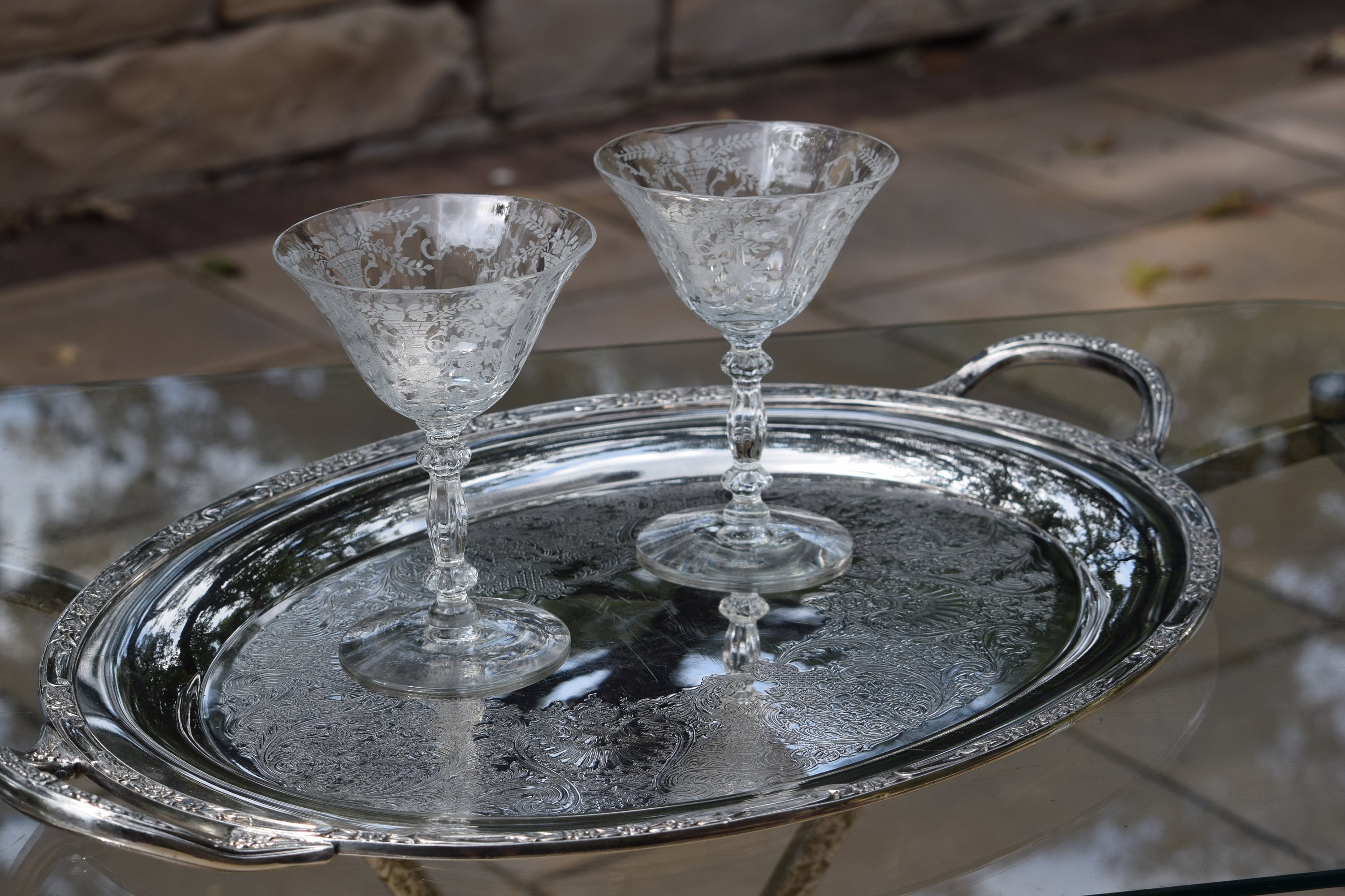 Vintage Silver Plate Cocktail ~ Serving Tray, 20 Oval Home Bar