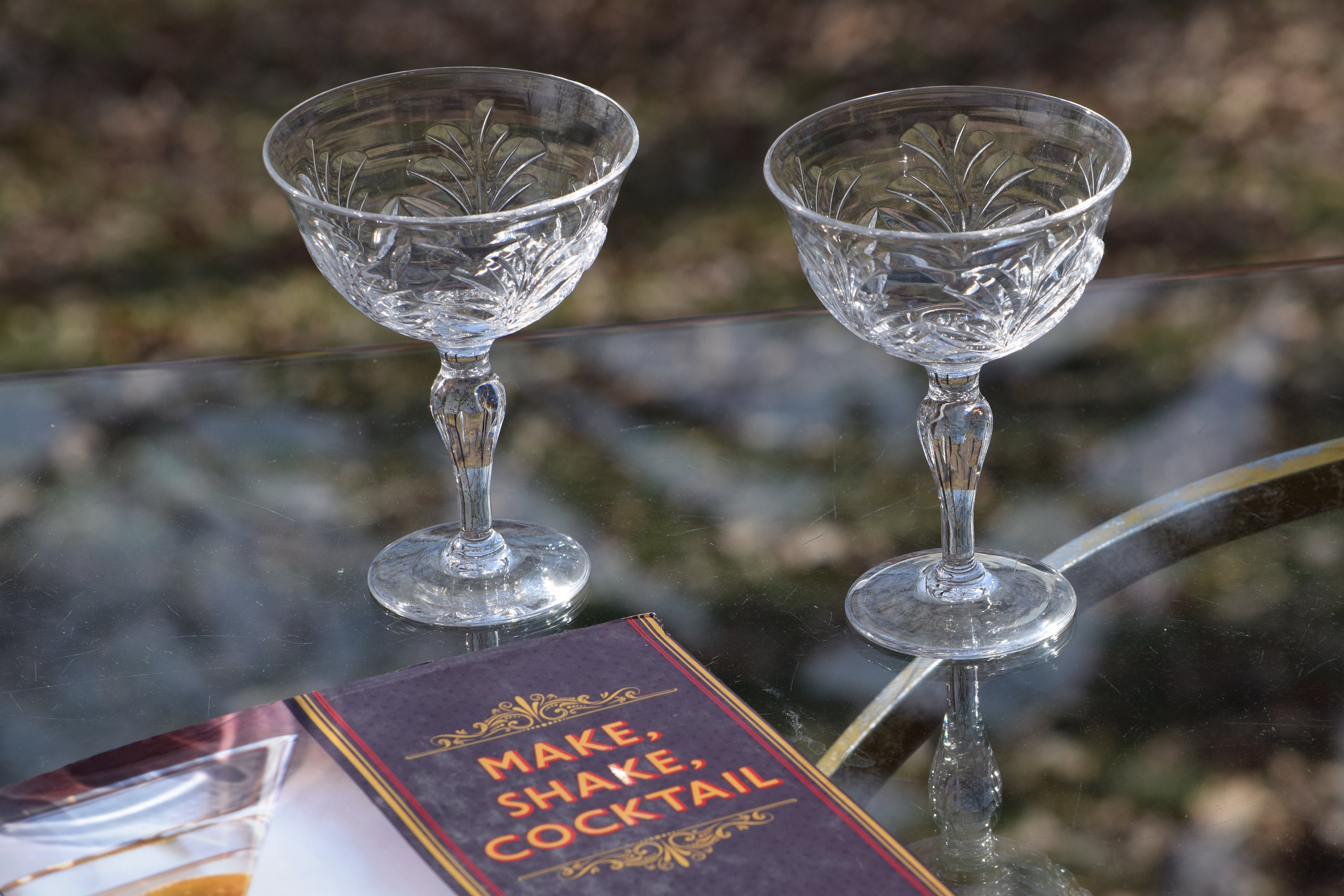 Vintage CRYSTAL Cocktail Martini Glasses Set of 4, Stuart Crystal