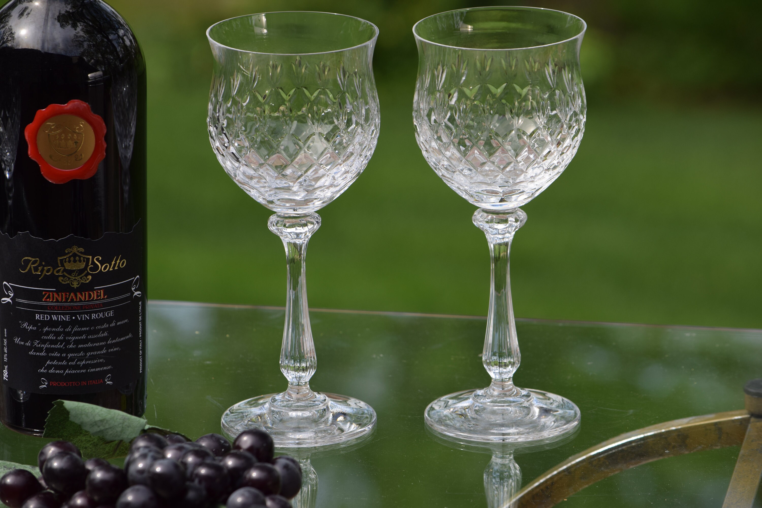 Vintage Crystal Cut Wine Glasses Set of 3, Vintage Crystal Water