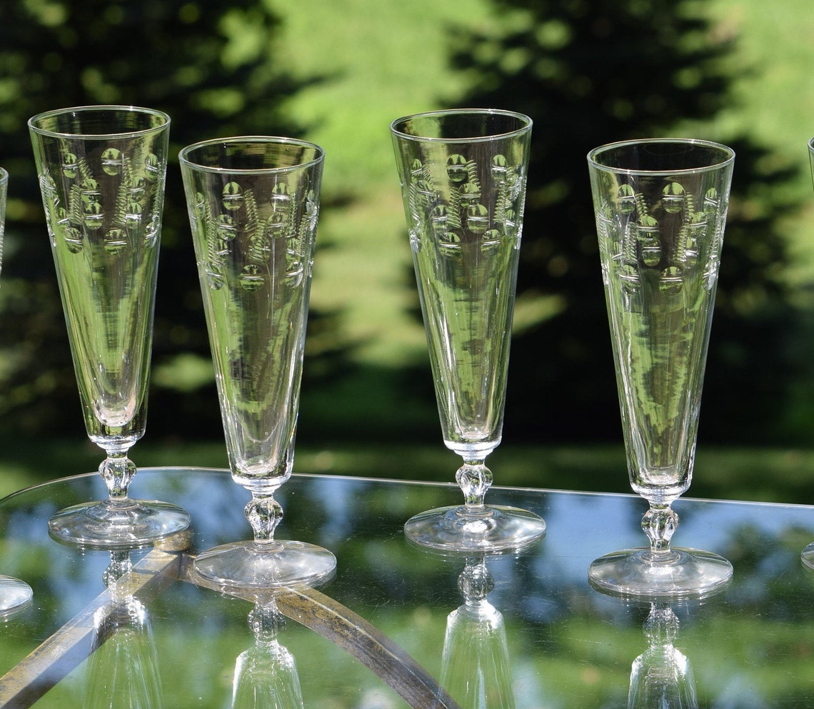 Vintage Etched Footed Collins Cocktail Glasses Set of 7 Etsy