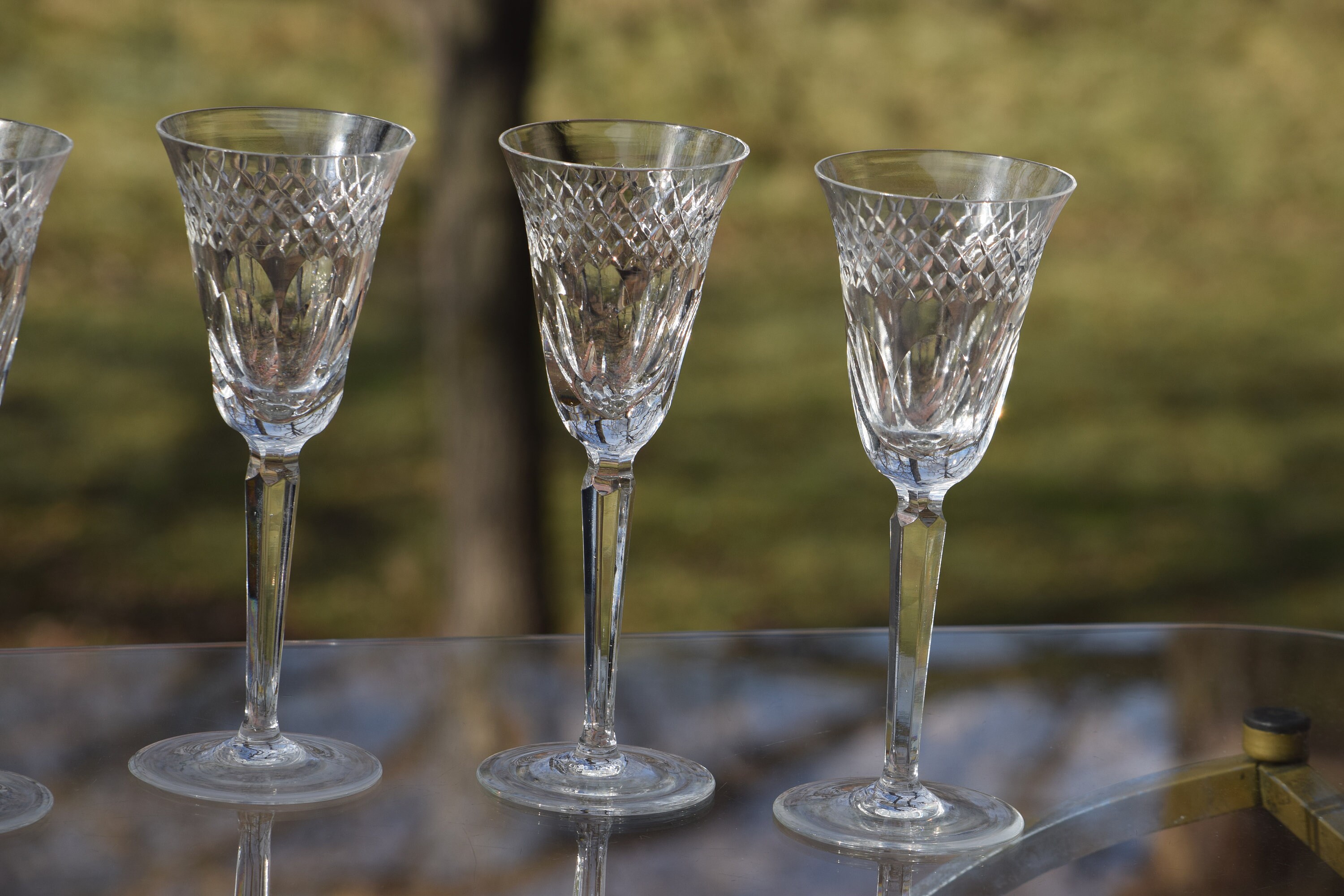 Vintage Crystal Wine Glasses, Set of 4, Vintage Crystal Claret Wine