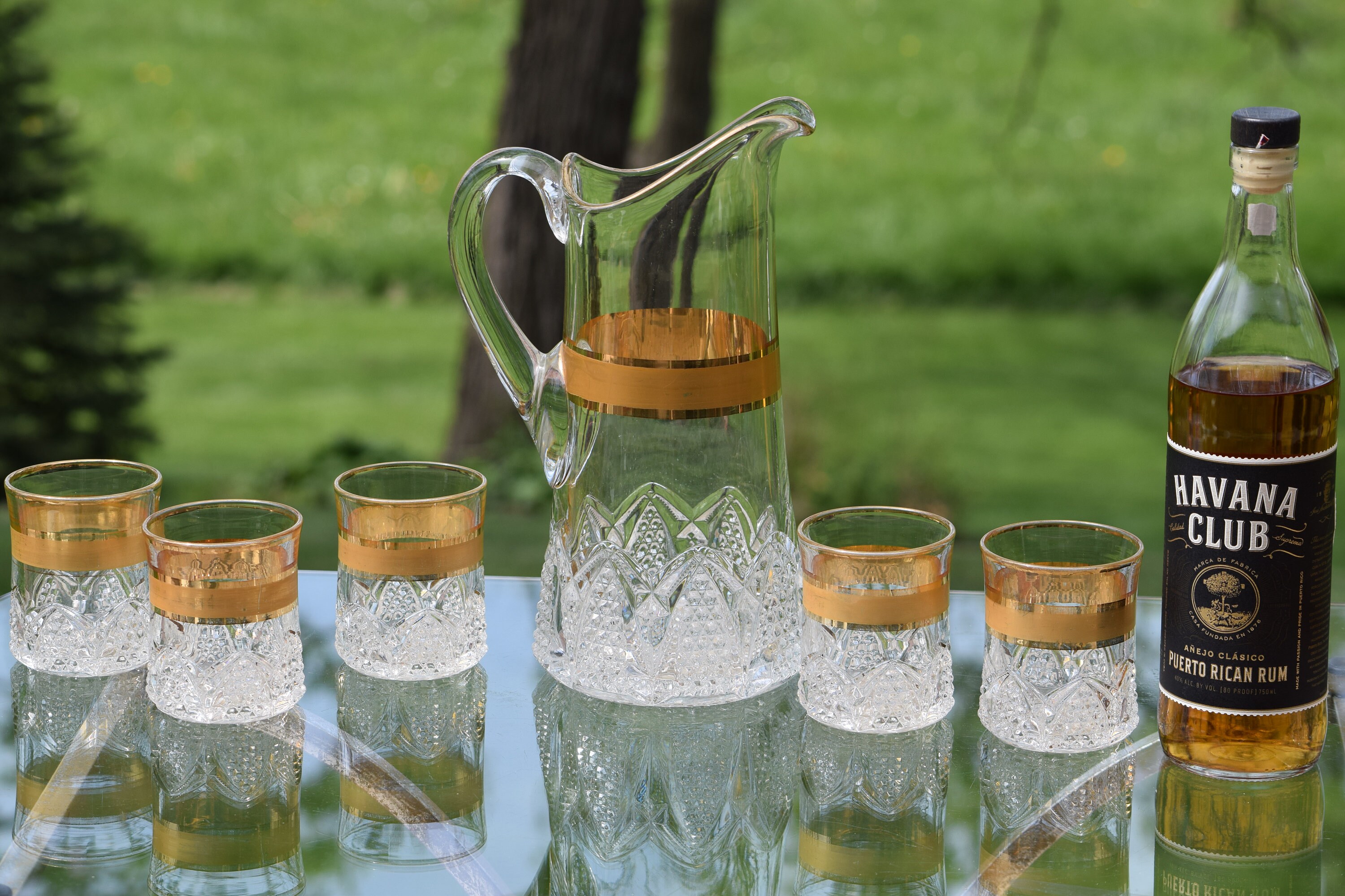 Gold Band Cocktail Pitcher Set