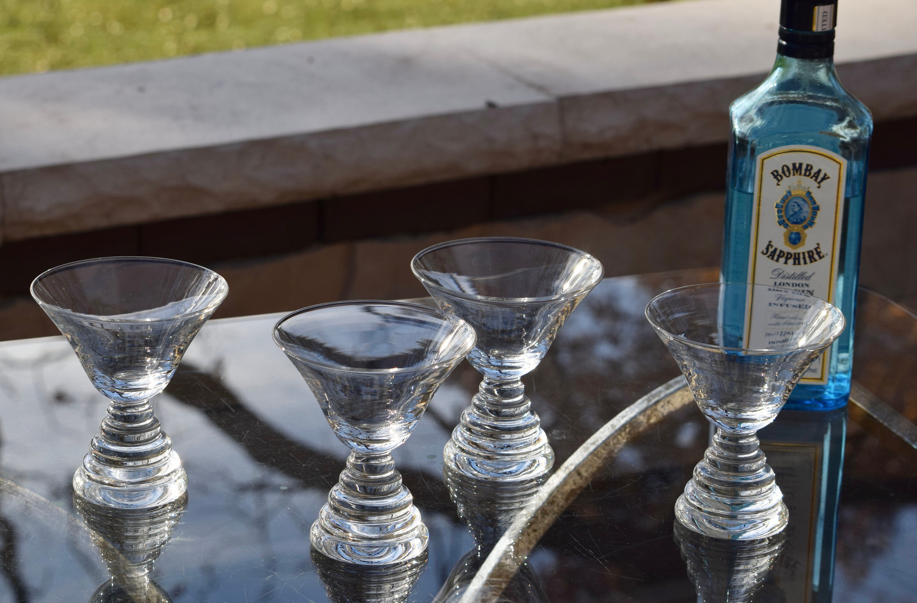 4 Vintage Cocktail Martini Glasses, circa 1980's, Nick and Nora