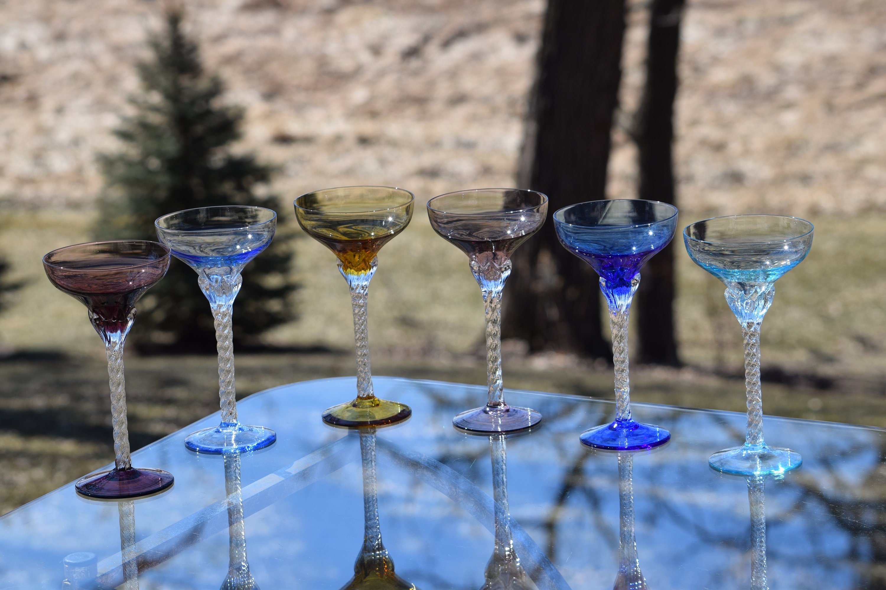 vintage coloured cocktail glasses