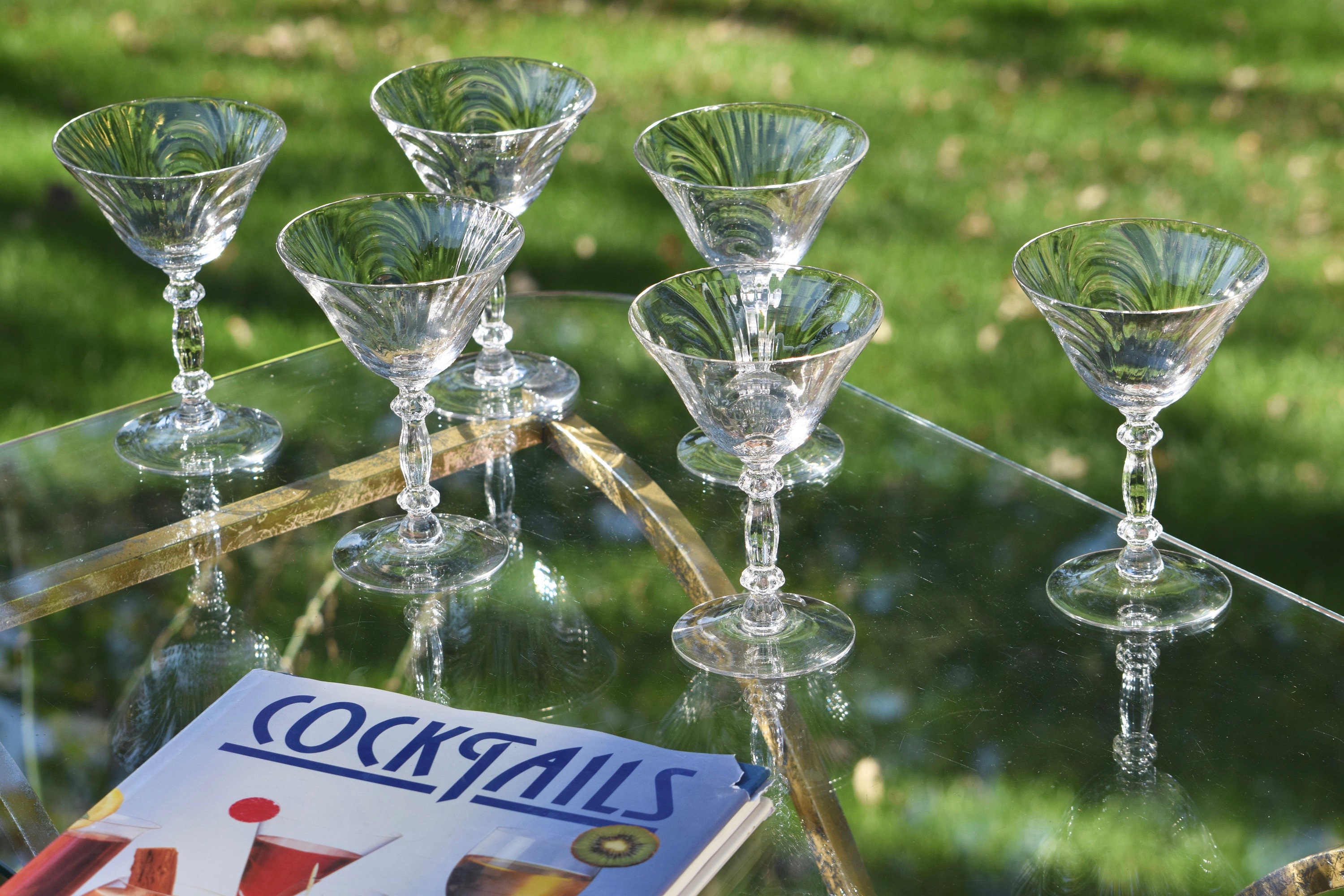 Vintage Cocktail Martini Glasses, Set of 6, Cambridge Caprice, circa