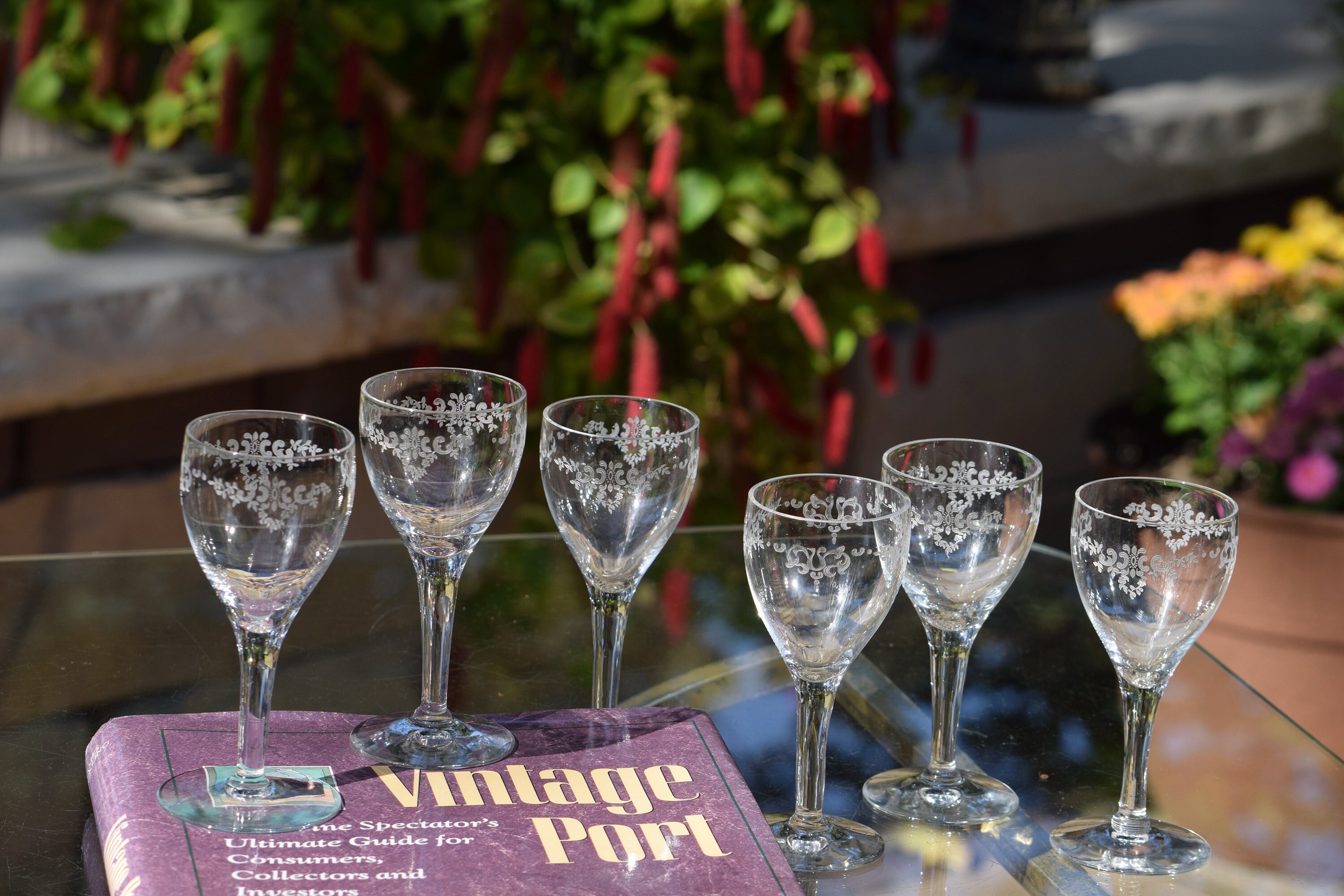 5 Vintage Etched Port Wine Glasses - Cordials ~ Fostoria, 1910's, 3 oz  After Dinner Drink Glasses, Port Wine ~ Dessert Wine Glasses