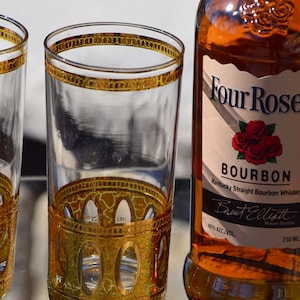 Vintage Culver Antigua Highball Glasses: Mid Century 22k Gold Barware, Set of 5