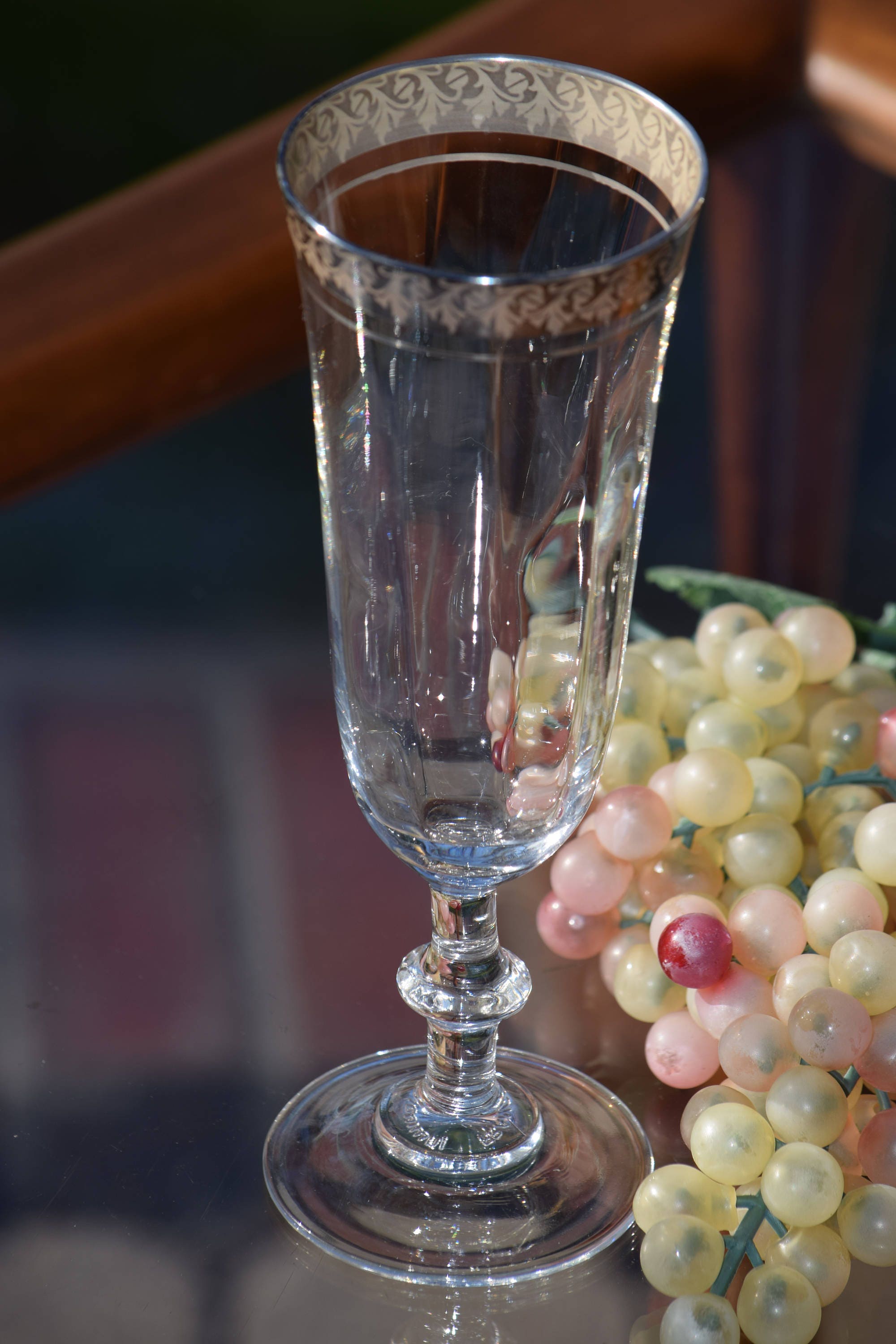 Vintage Silver Platinum Rimmed Champagne Flute Glasses Set of 6 Vintage