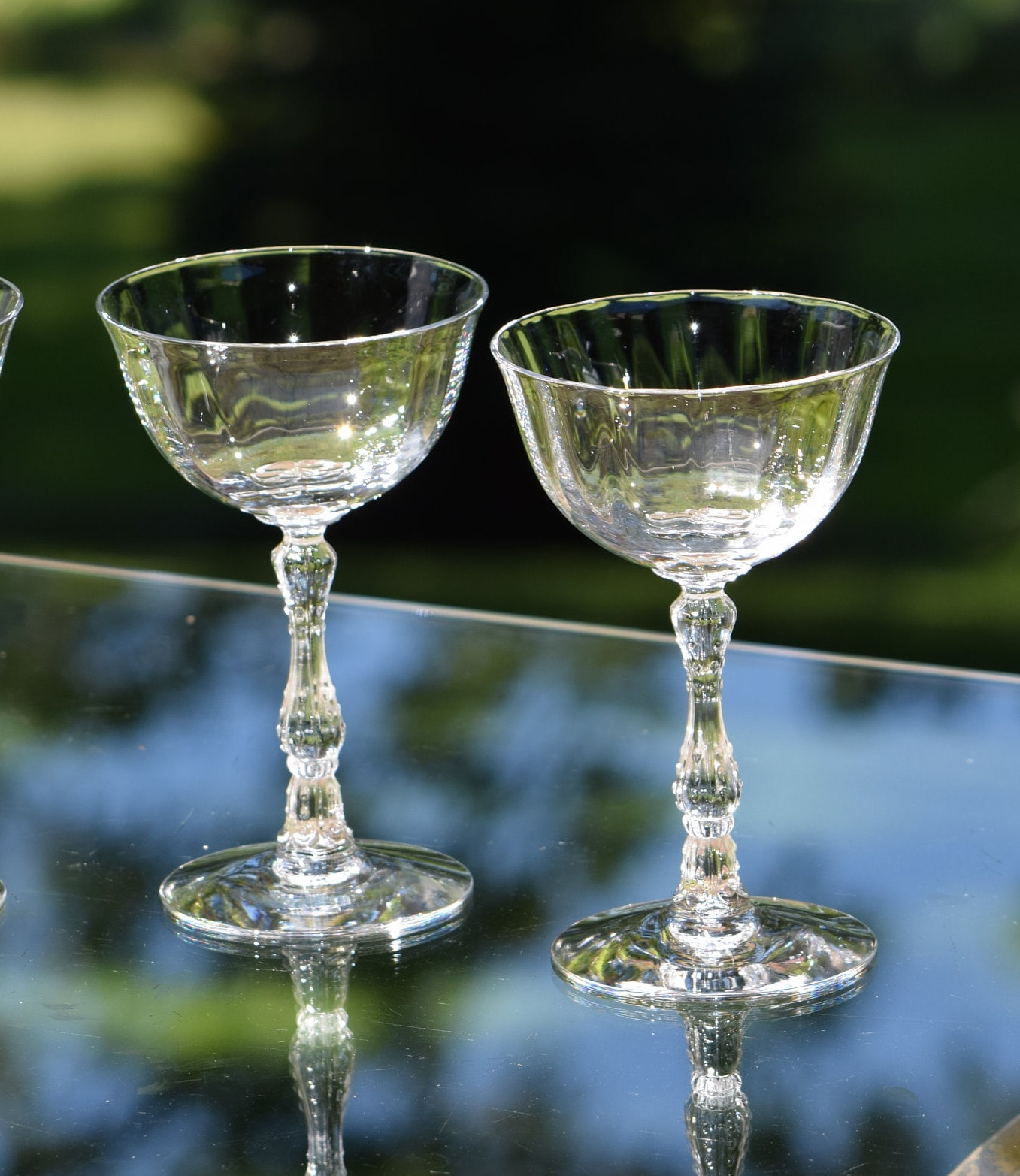 Vintage Optic Crystal Champagne Coupe Glasses, Set of 4, Fostoria