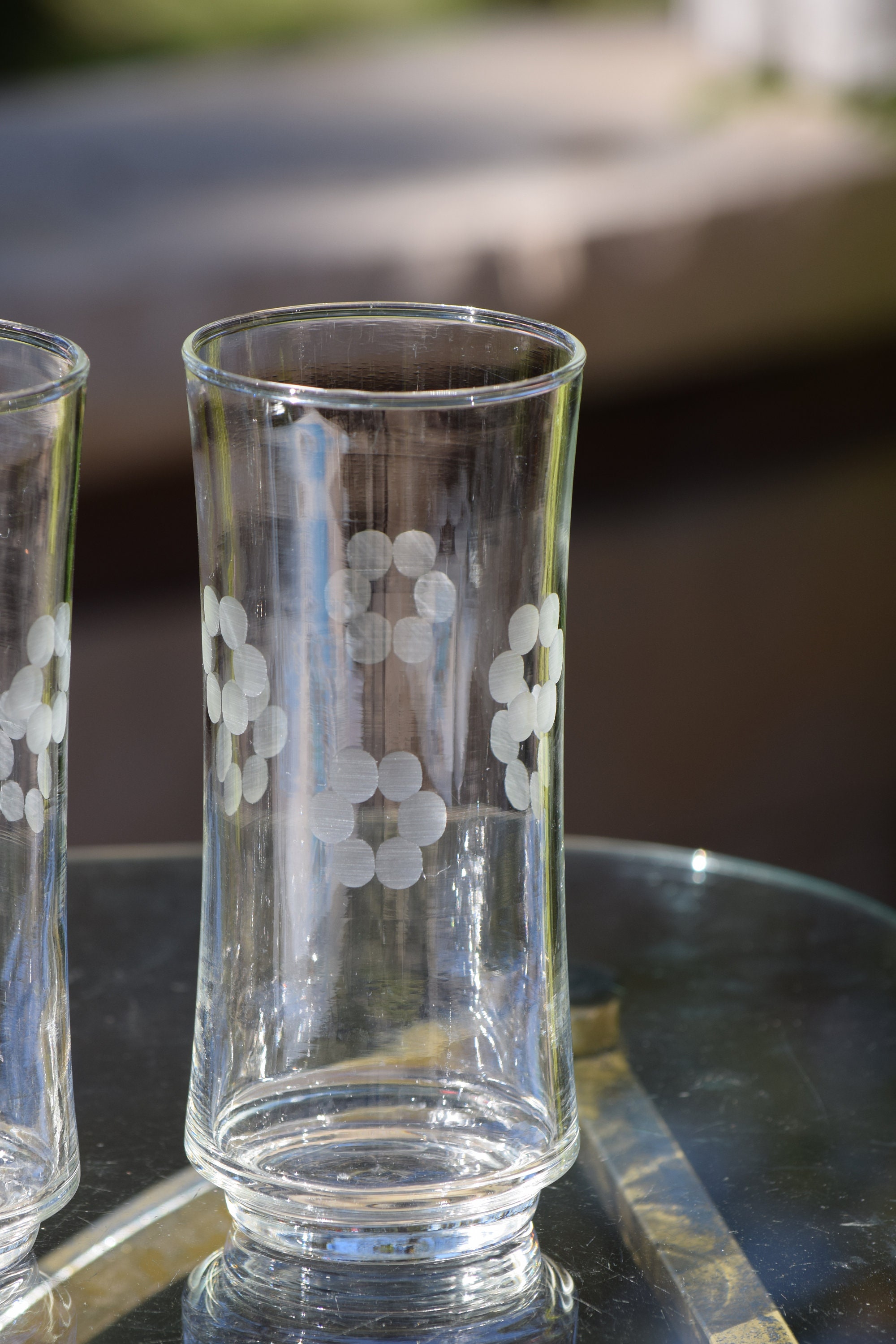 6 Vintage Etched COLLINS Cocktail Glasses, Libbey, Cocktail Party