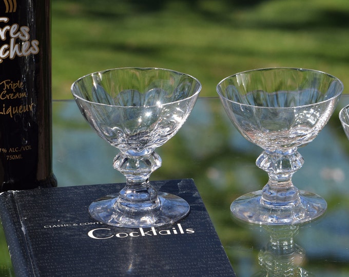 COCKTAIL Party Anyone?  6 Vintage CRYSTAL Cocktail Glasses, Heisey, C 1937-1957, Nick and Nora, Crystal Champagne Glasses, Vintage Glassware