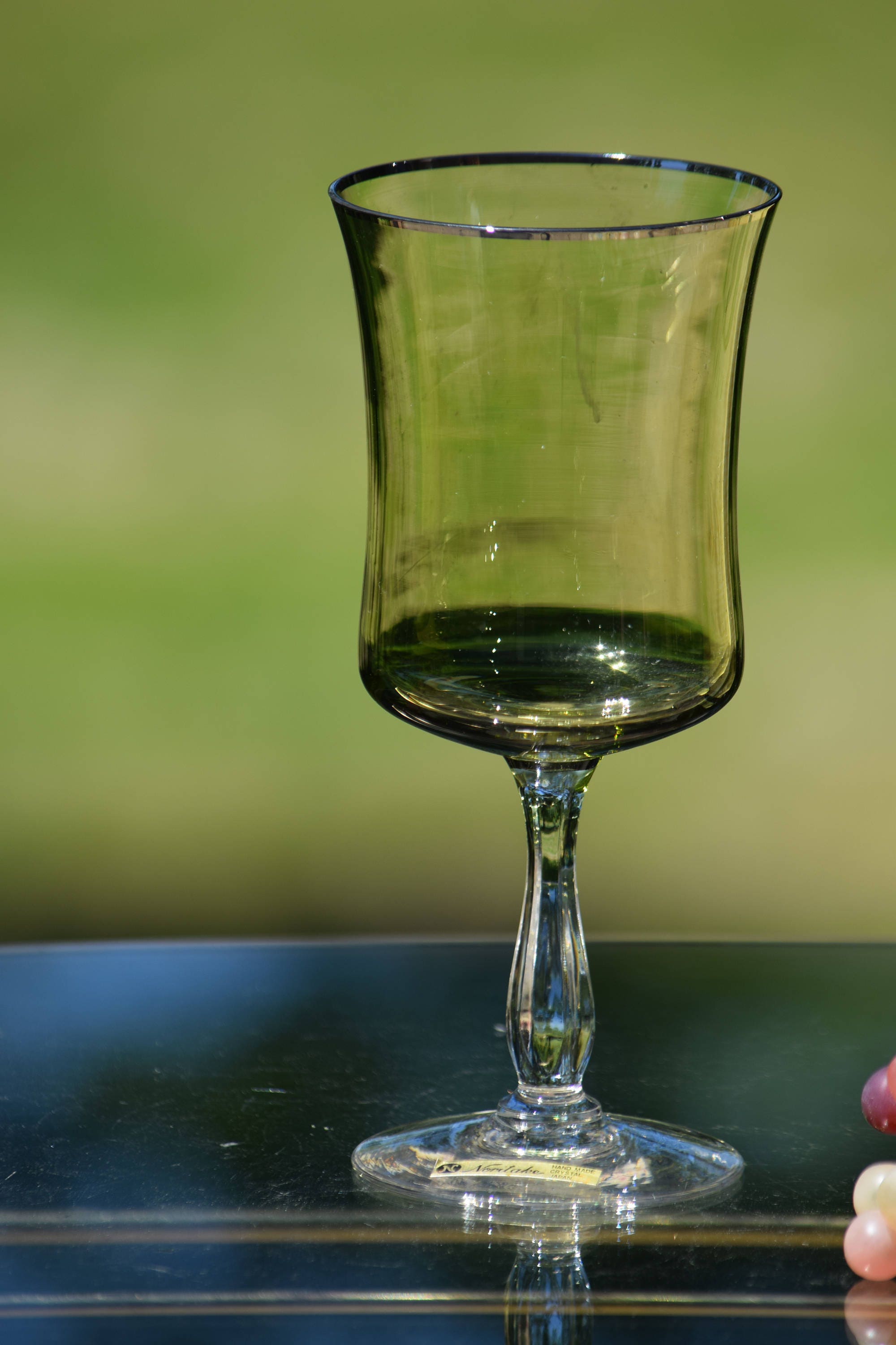 Vintage Wine Glasses, Vintage Noritake Rainbow Dark Green Wine glasses