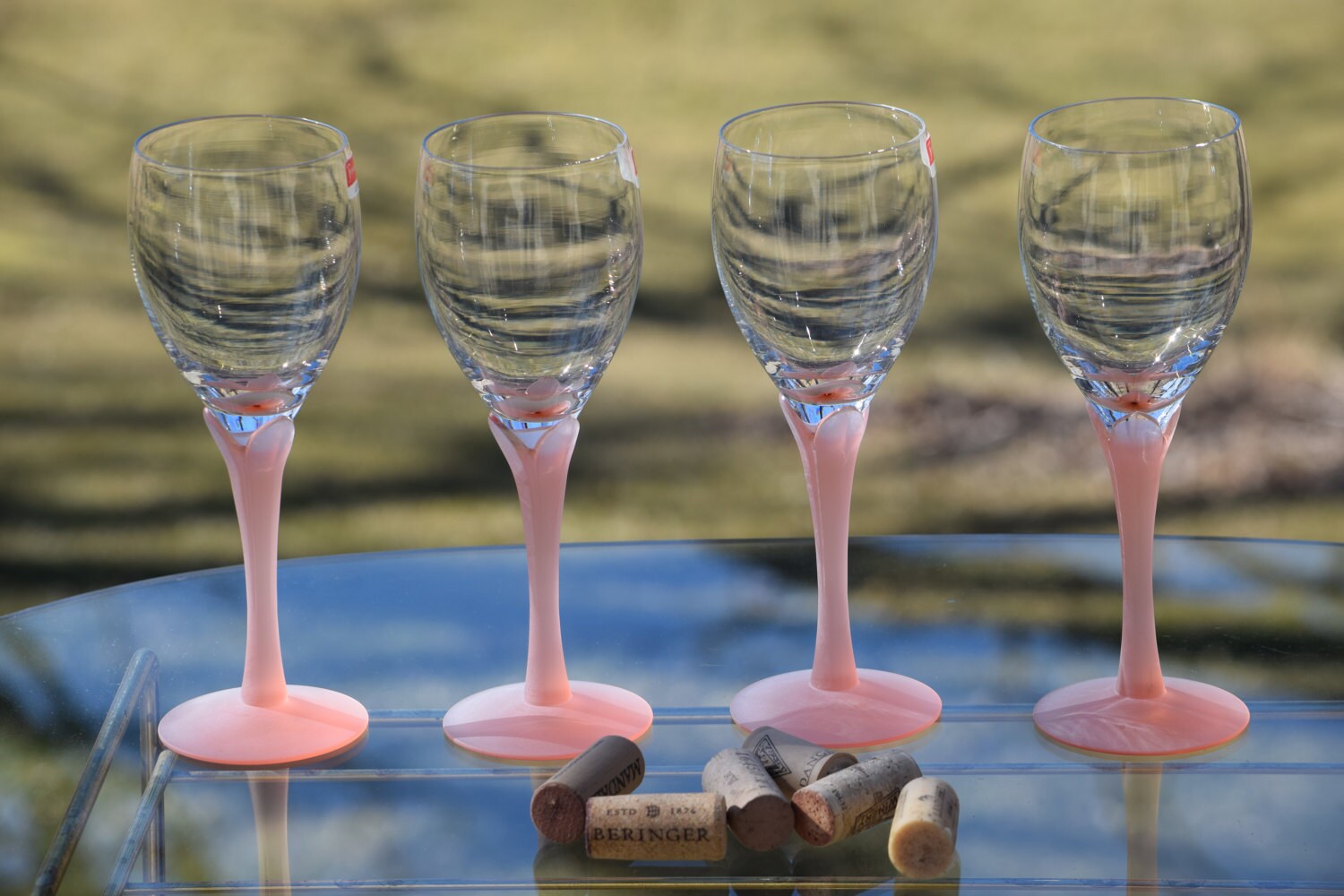 SOLDReserved for Monica Vintage Crystal Wine Glasses, Set of 4