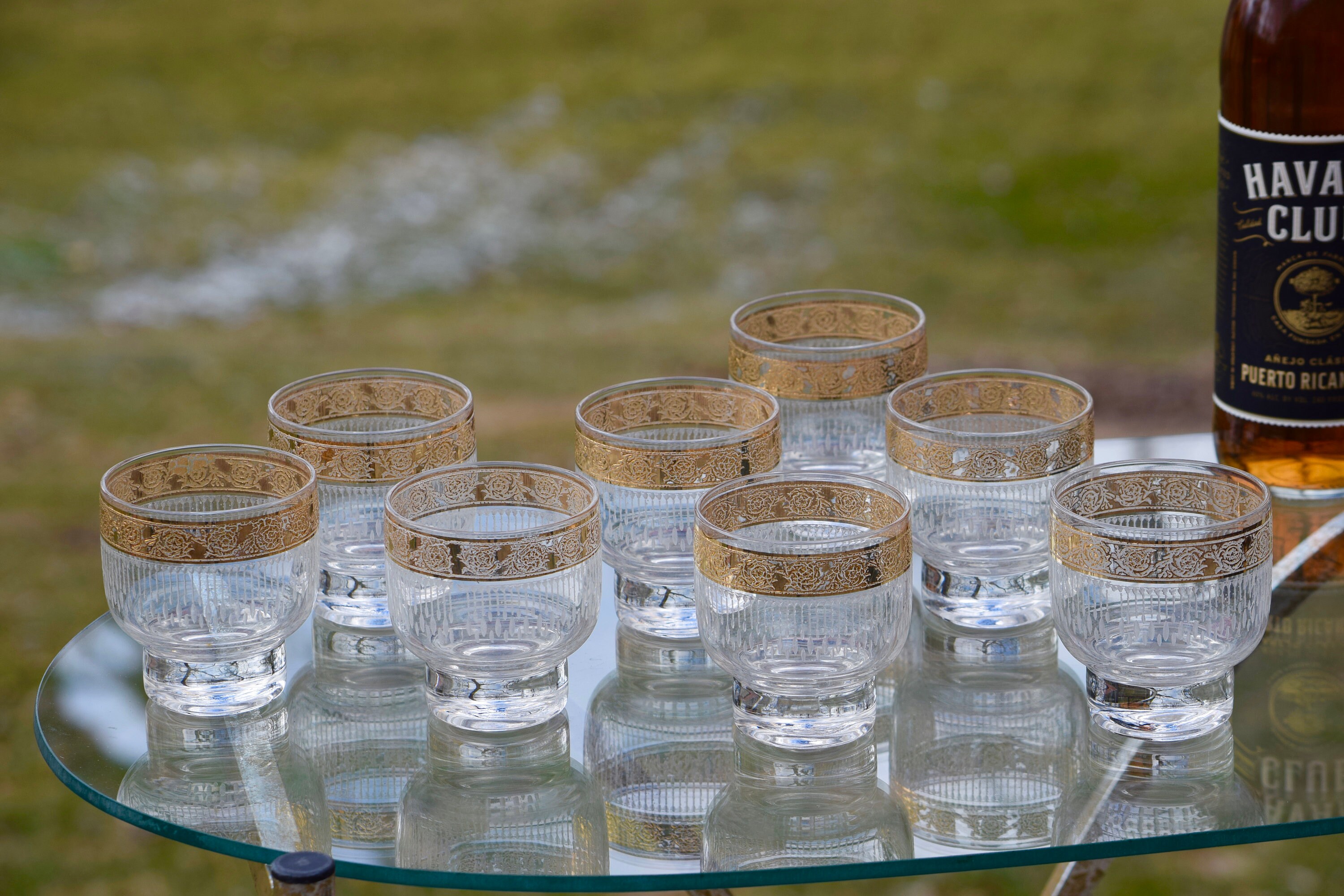 Wine Glasses, CULVER TYROL, Crystal Glasses, Signed 22K Gold Band,  Encrusted Wide Trim Small Classic Glasses Made USA, Beautiful Replacement 